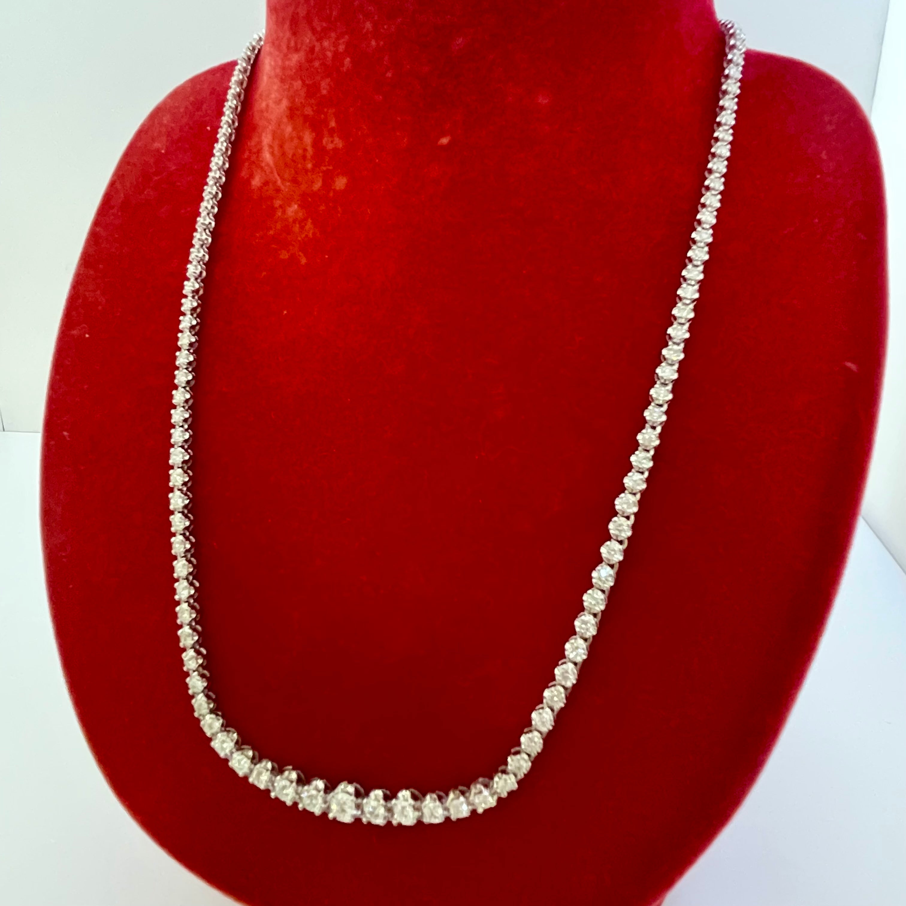 【送料無料】_ ノンブランド_テニスネックレス_Pt850/FD5.0ct/30.8g_中古品