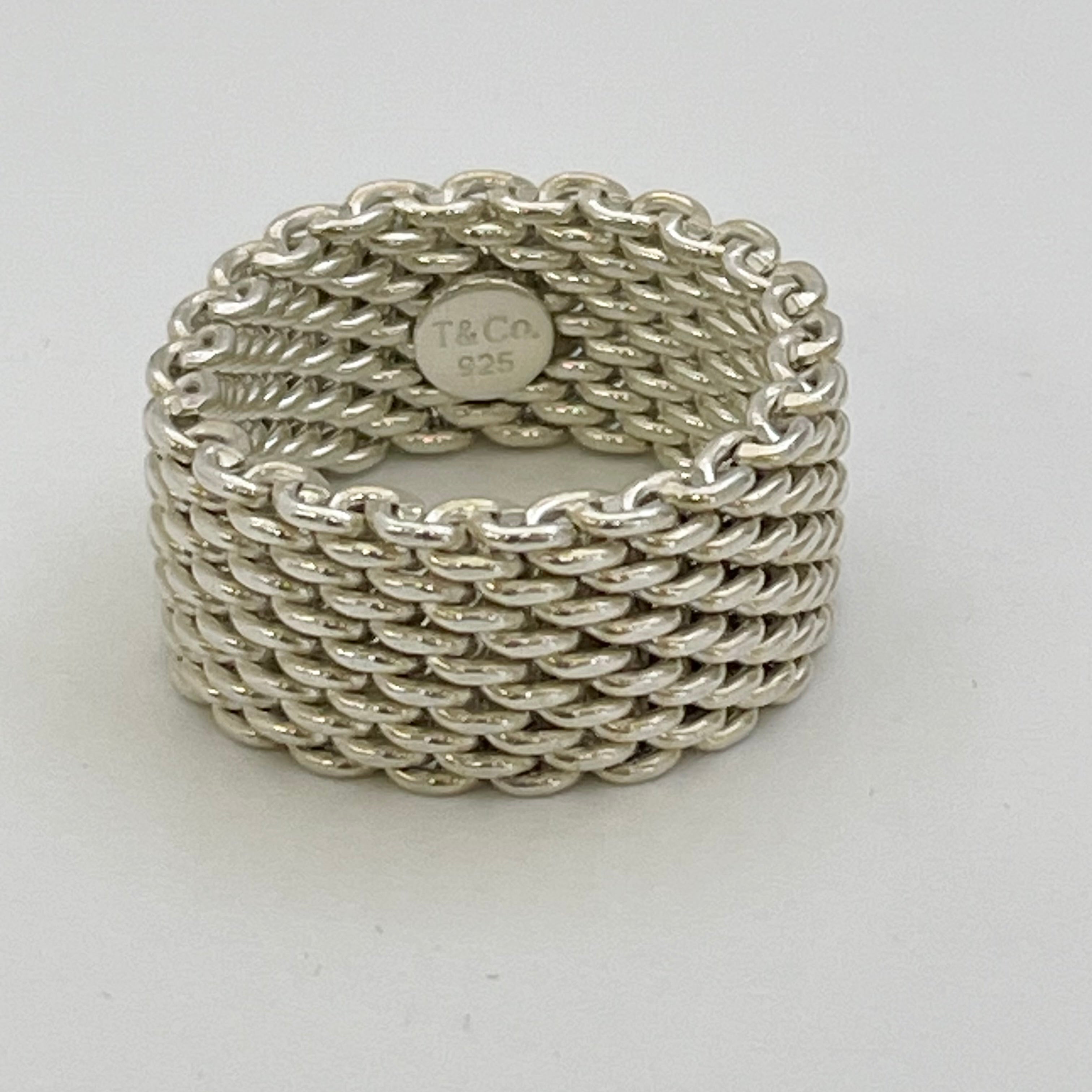 【送料無料】_ TIFFANY &Co_(ティファニー)_サマセットメッシュリング_中古品