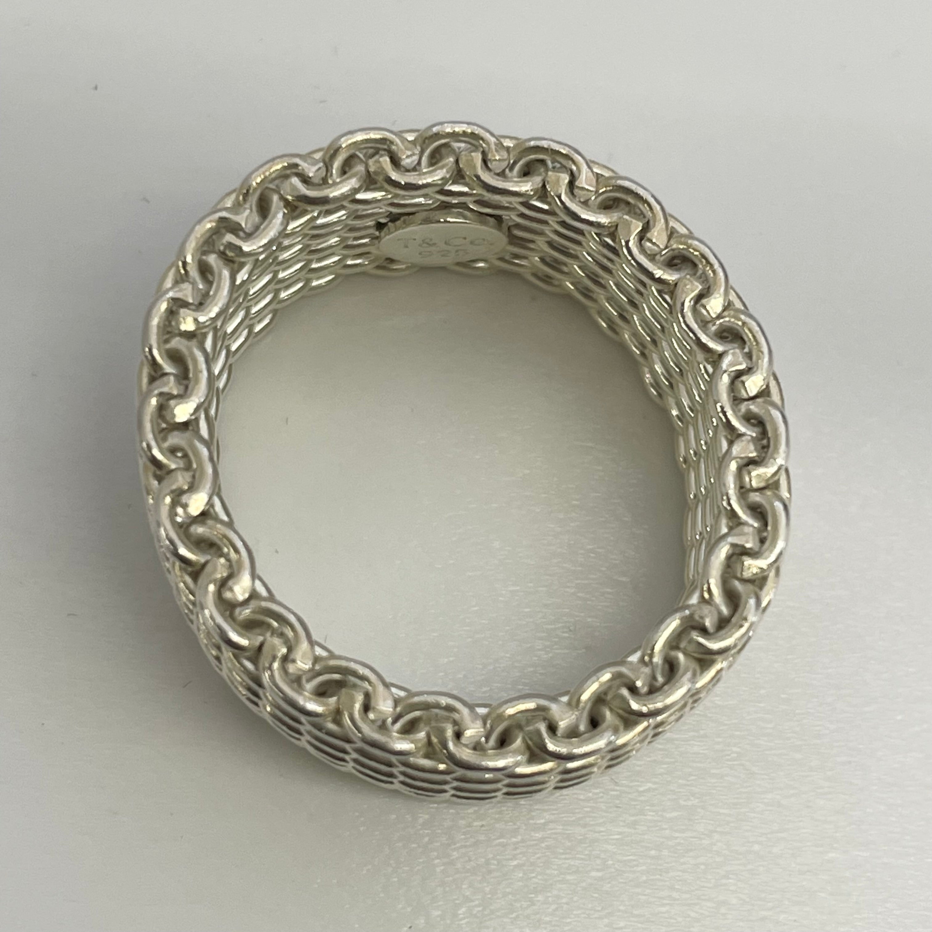 【送料無料】_ TIFFANY &Co_(ティファニー)_サマセットメッシュリング_中古品