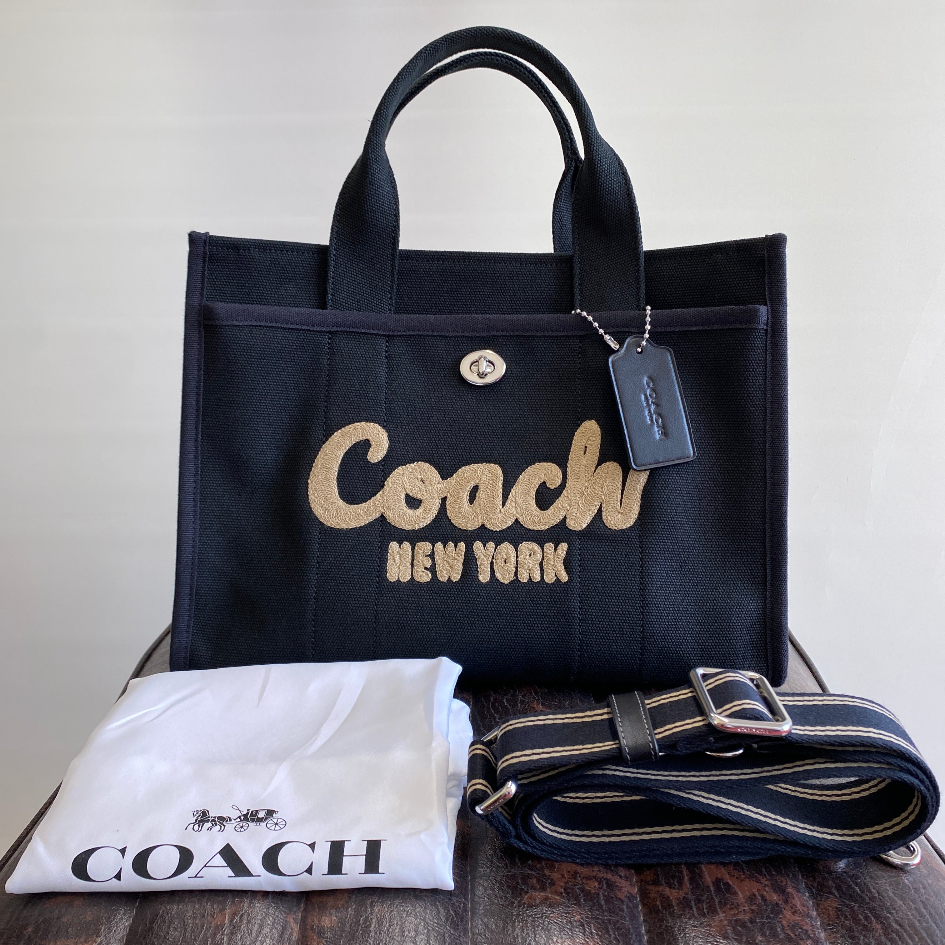 【送料無料】_ COACH_(コーチ)_カーゴトート2WAY _ショルダーベルト付 CP158LHBLK _中古品