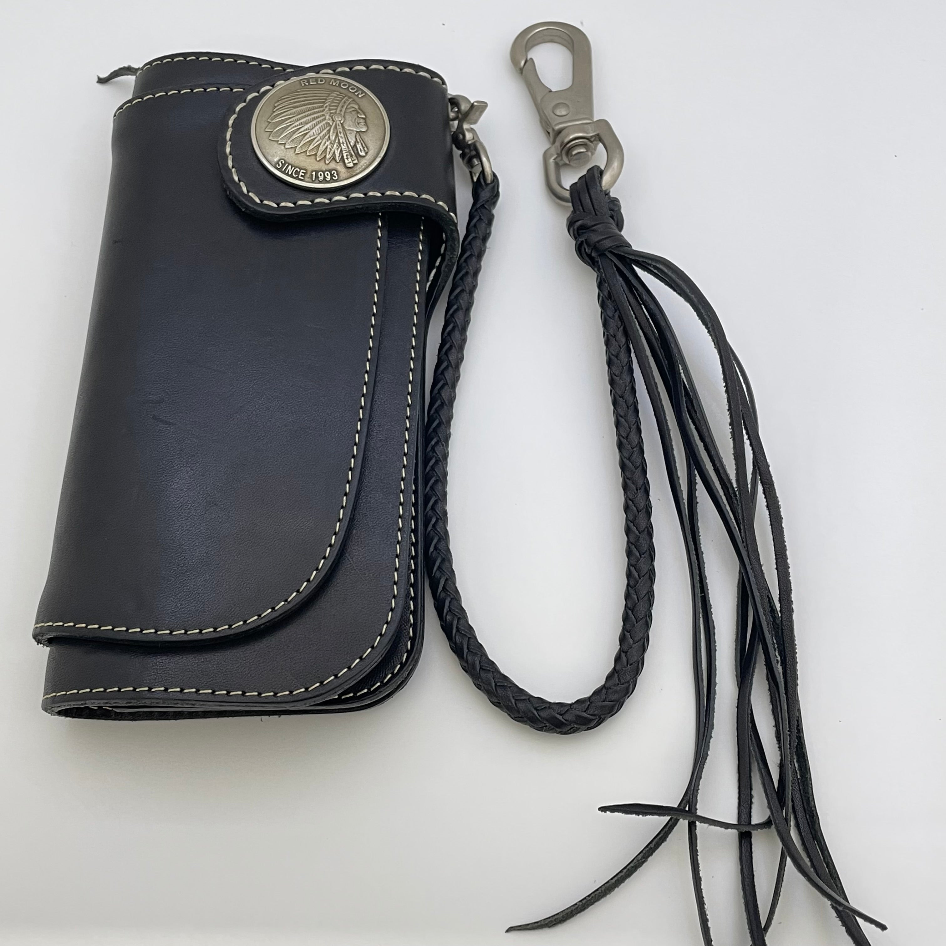 【送料無料】_ RED MOON_(レッドムーン)_MHS−02Iロングウォレット_ブラック レザーロープ付き_中古品
