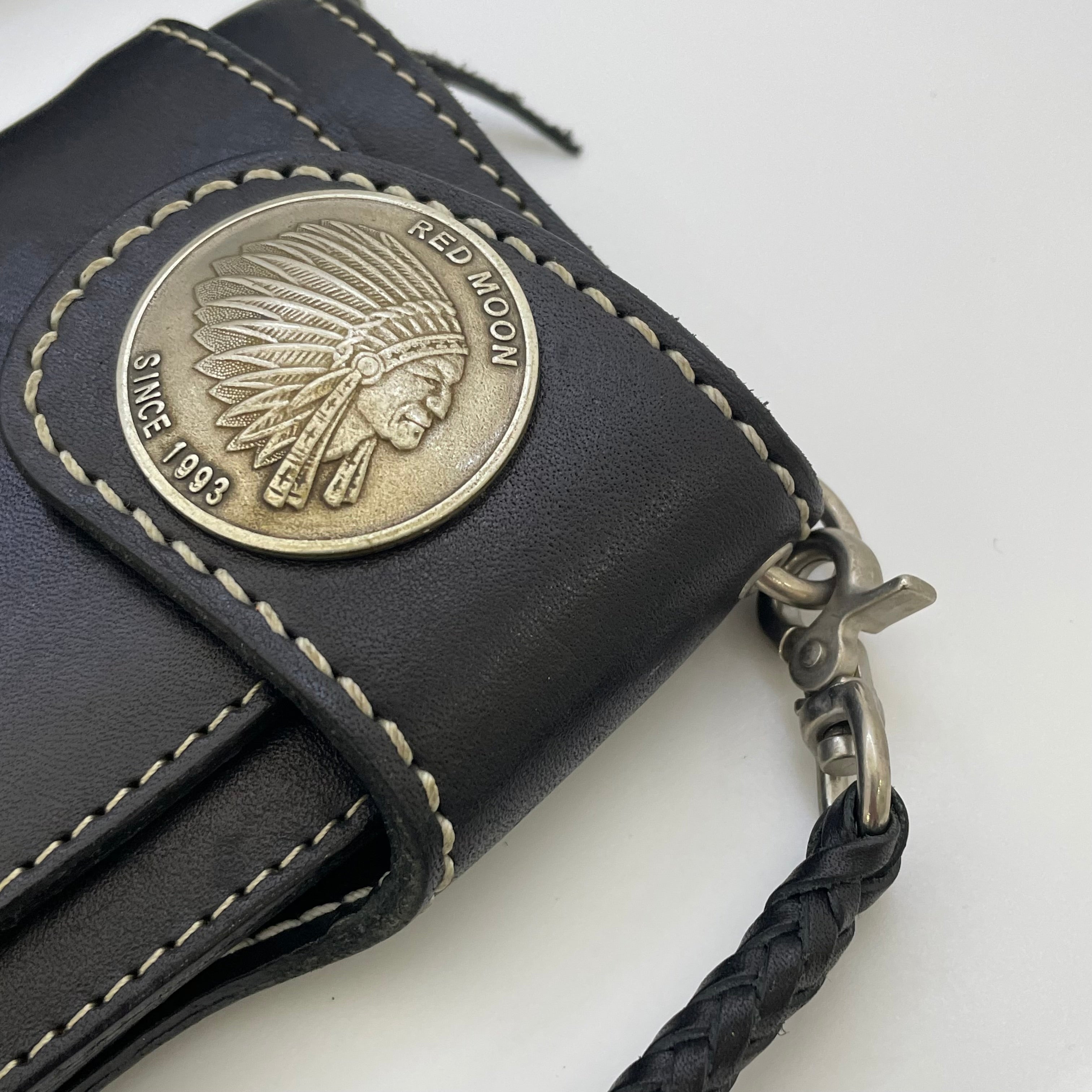 【送料無料】_ RED MOON_(レッドムーン)_MHS−02Iロングウォレット_ブラック レザーロープ付き_中古品