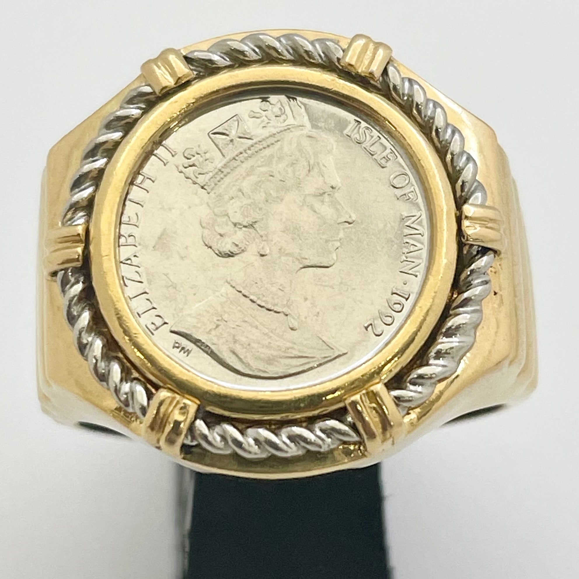 【送料無料】_ ノンブランド_プラチナコイン付き_K18/Pt900コンビリング_中古品