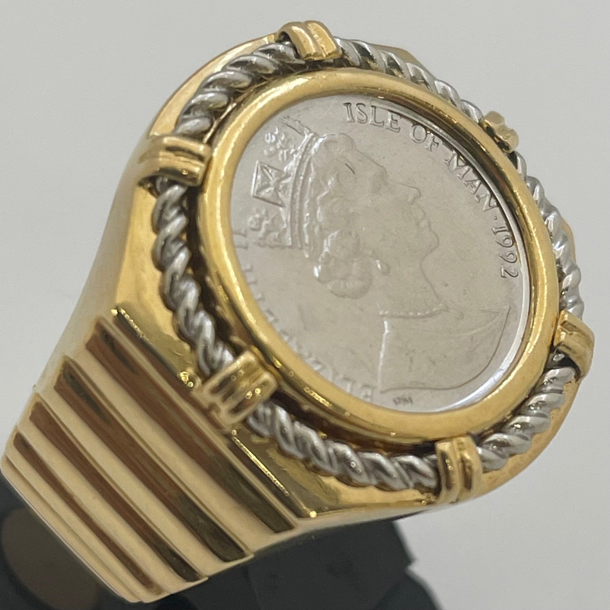 【送料無料】_ ノンブランド_プラチナコイン付き_K18/Pt900コンビリング_中古品