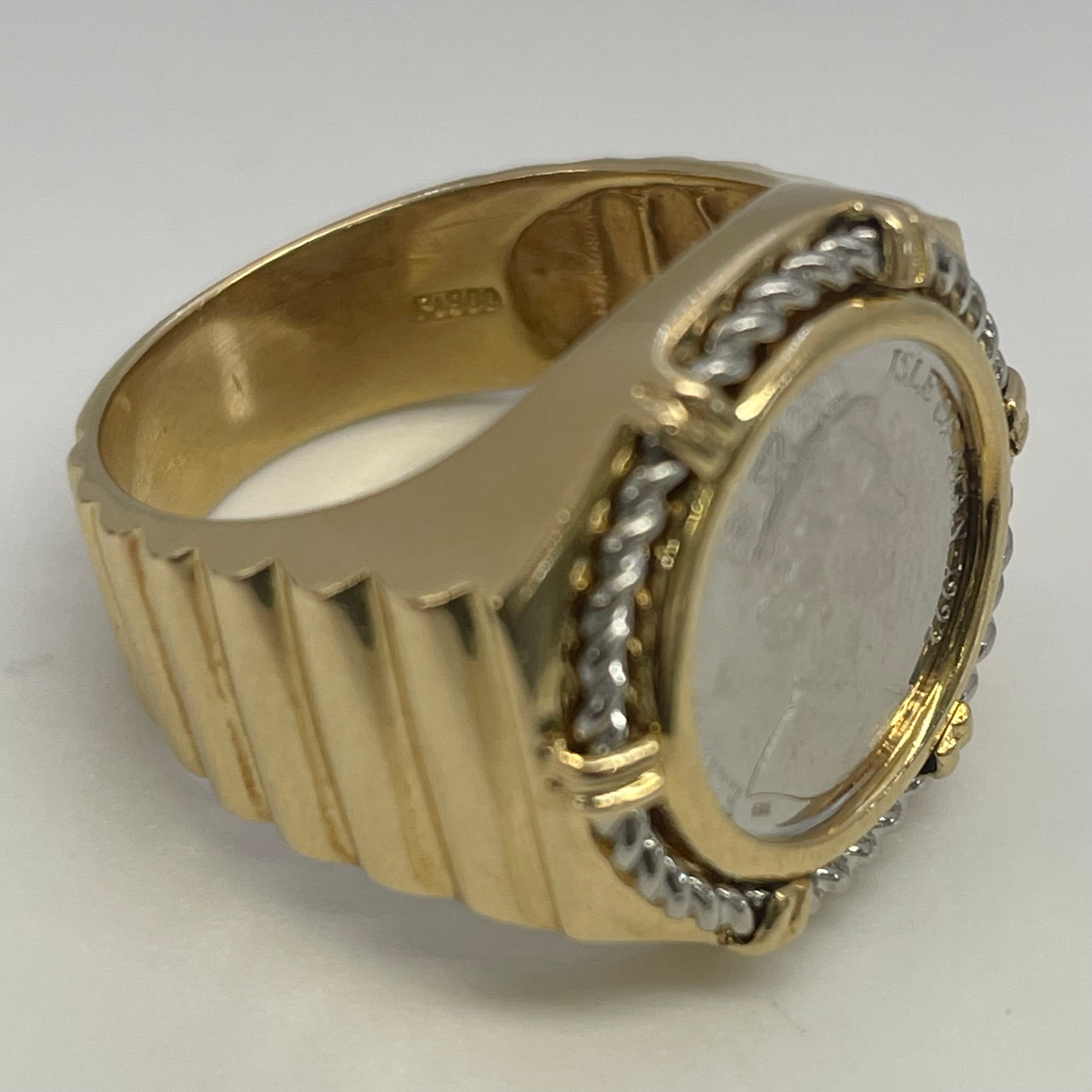 【送料無料】_ ノンブランド_プラチナコイン付き_K18/Pt900コンビリング_中古品