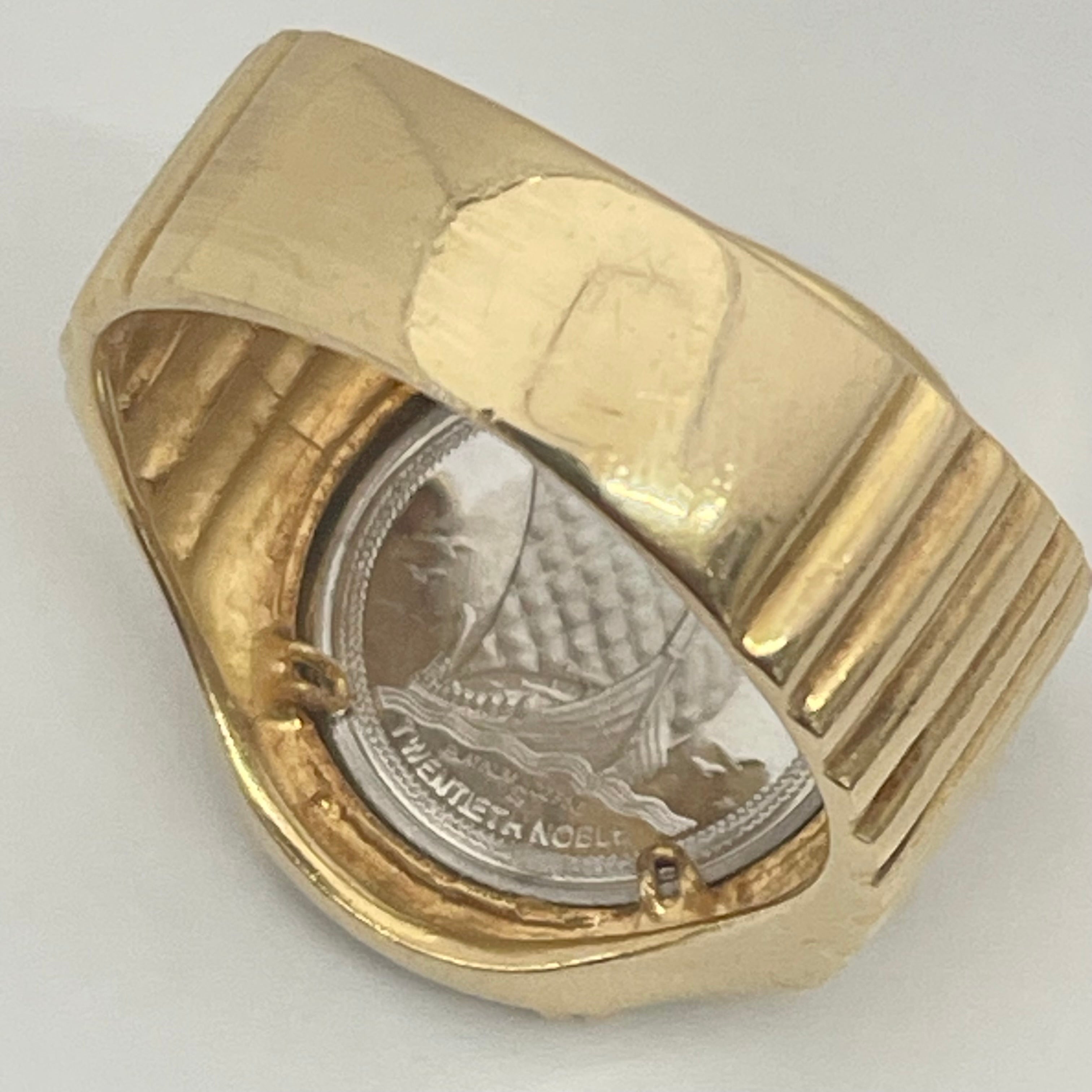 【送料無料】_ ノンブランド_プラチナコイン付き_K18/Pt900コンビリング_中古品