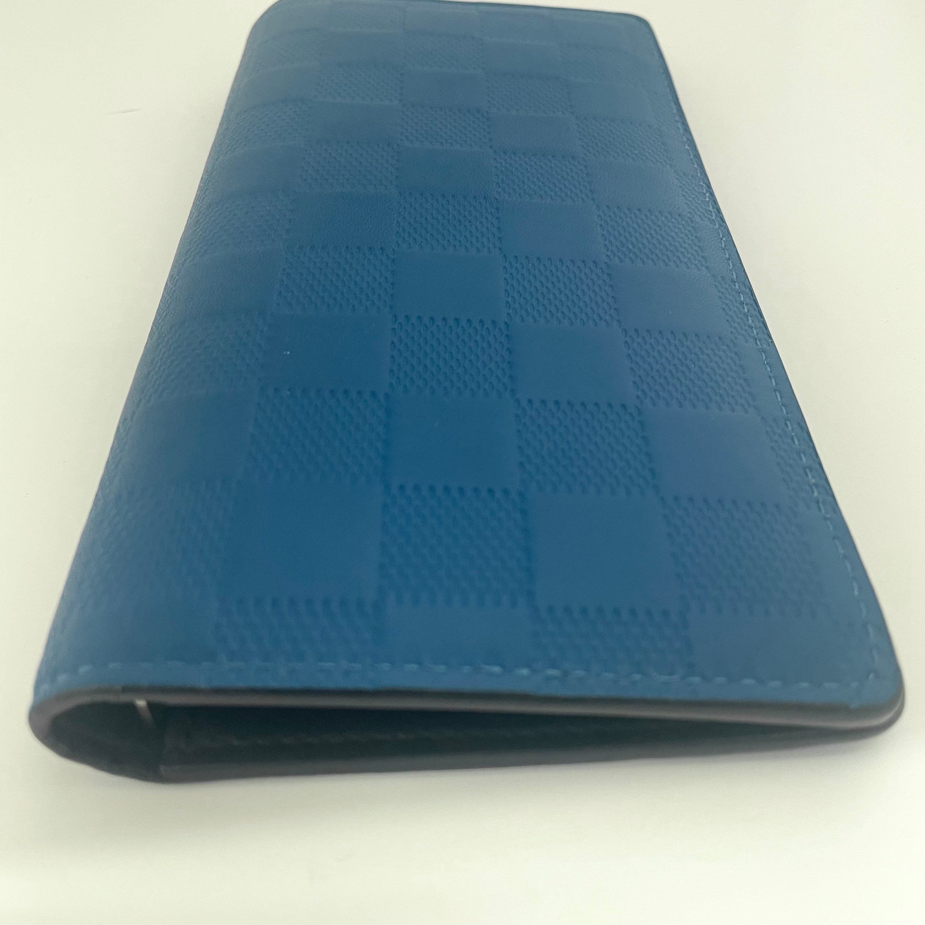 【送料無料】_ LOUIS VUITTON_(ルイヴィトン)_ダミエアンフィニ ポルトフォイユ ブラザ _ 長財布 ネオン ブルー _N60081_ 中古品