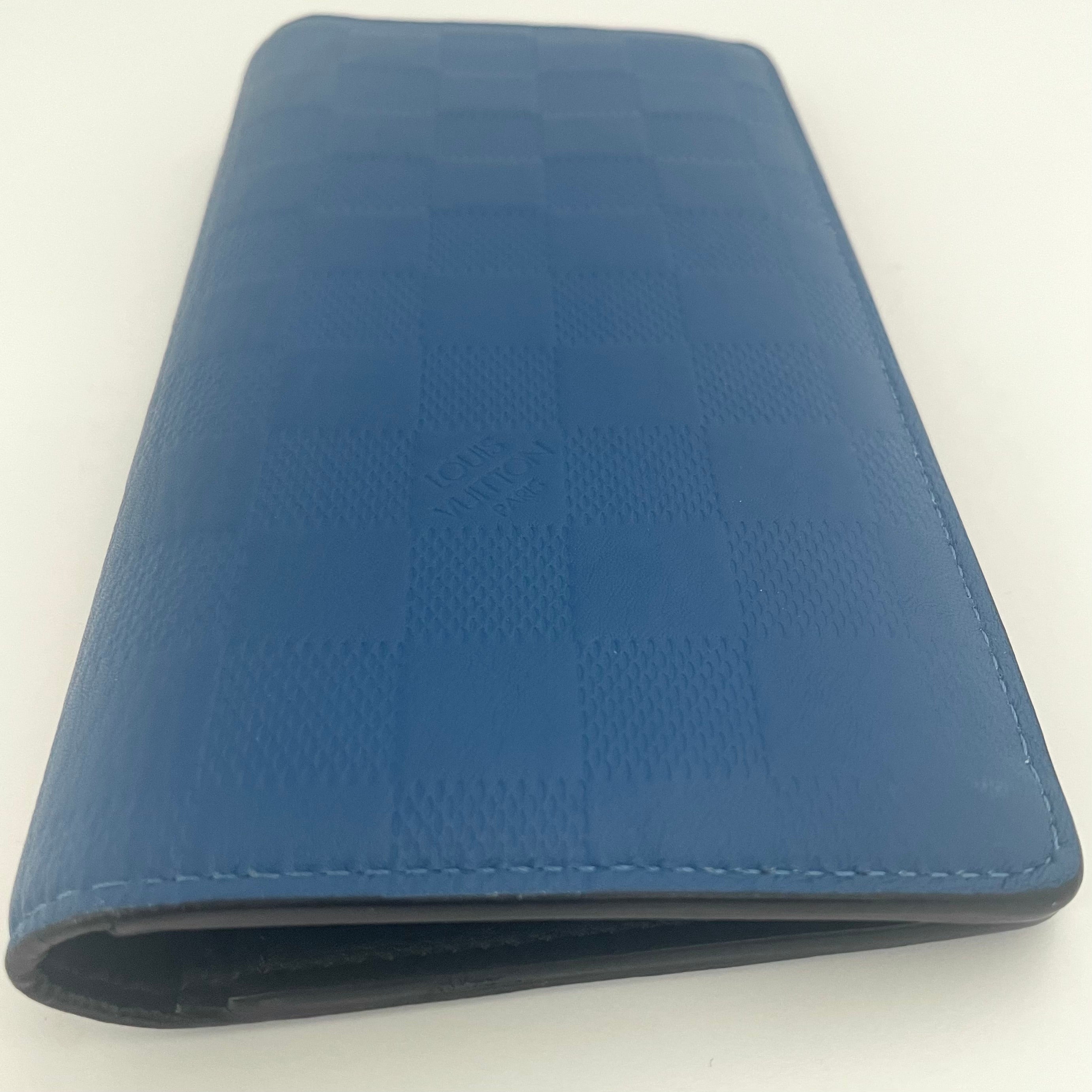 【送料無料】_ LOUIS VUITTON_(ルイヴィトン)_ダミエアンフィニ ポルトフォイユ ブラザ _ 長財布 ネオン ブルー _N60081_ 中古品