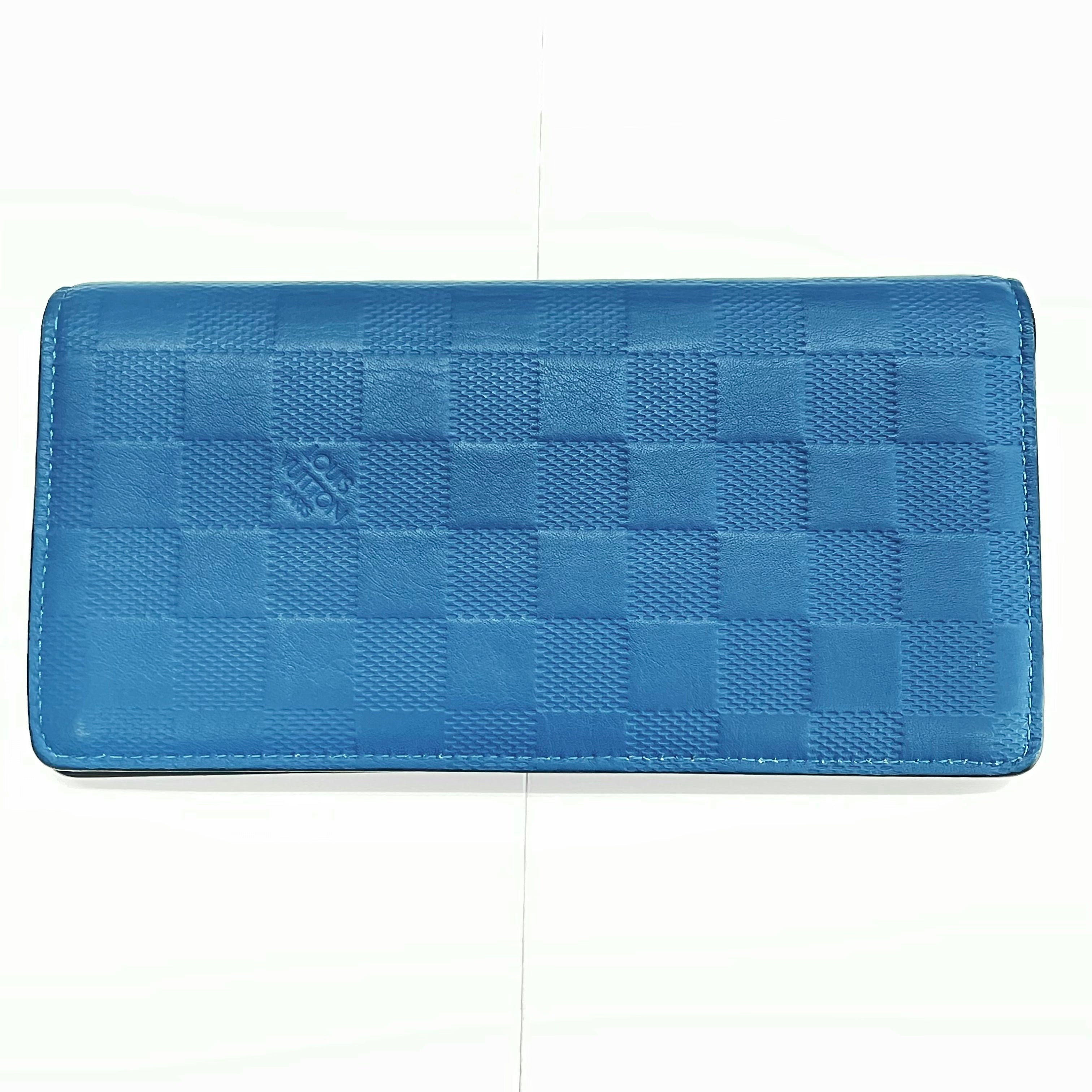 【送料無料】_ LOUIS VUITTON_(ルイヴィトン)_ダミエアンフィニ ポルトフォイユ ブラザ _ 長財布 ネオン ブルー _N60081_ 中古品