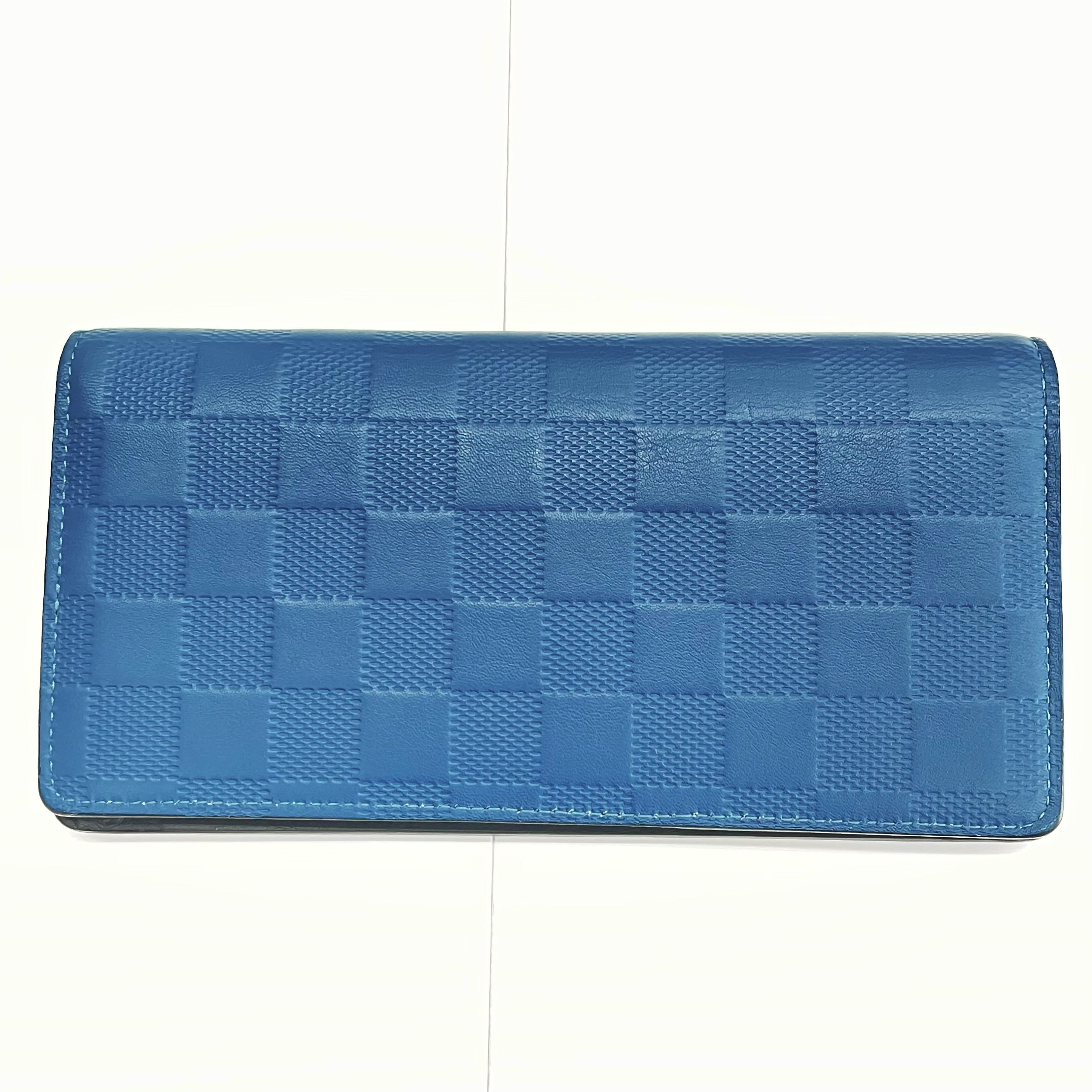 【送料無料】_ LOUIS VUITTON_(ルイヴィトン)_ダミエアンフィニ ポルトフォイユ ブラザ _ 長財布 ネオン ブルー _N60081_ 中古品