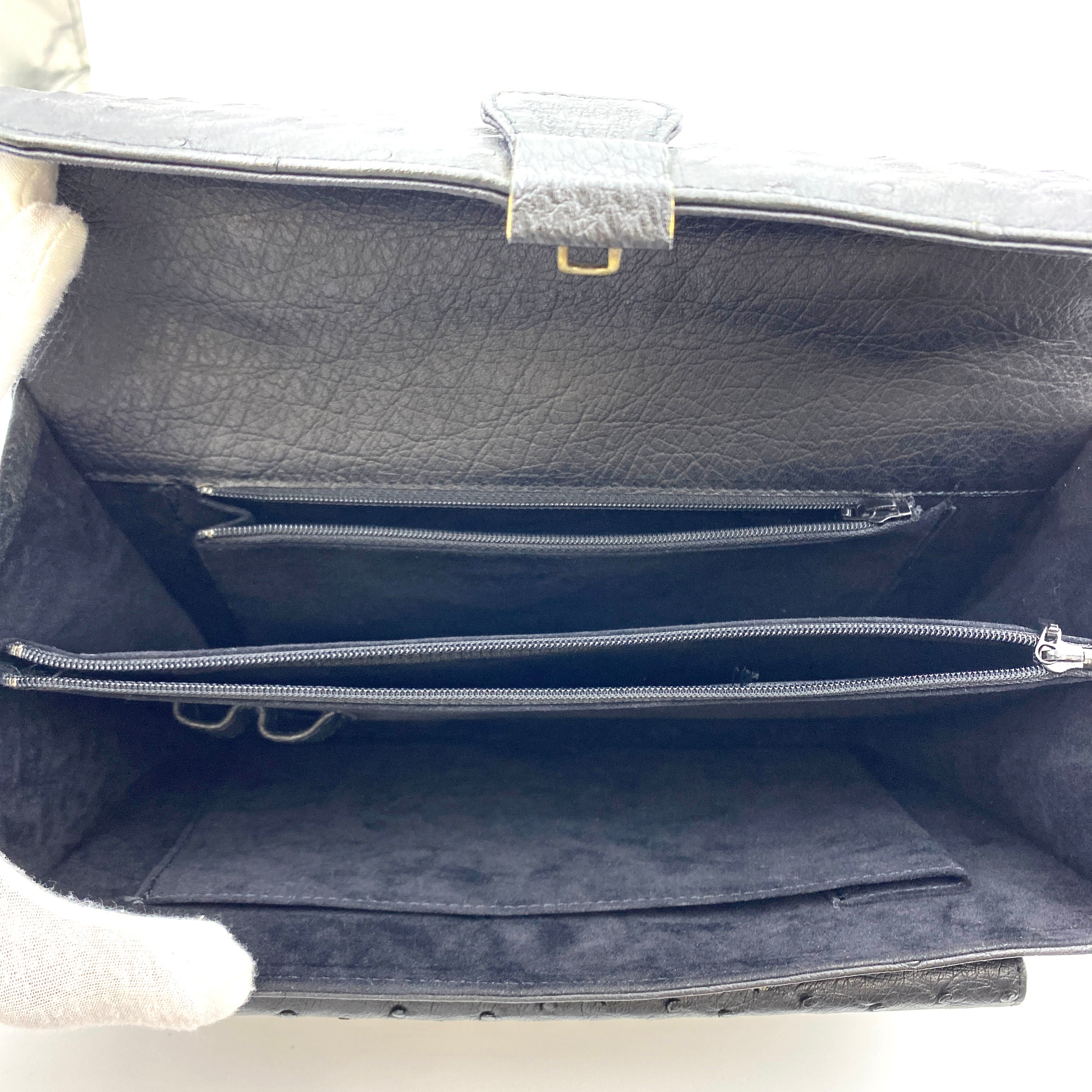 【送料無料】_ ノンブランド_ オーストリッチ _メンスセカンドバッグ_中古品