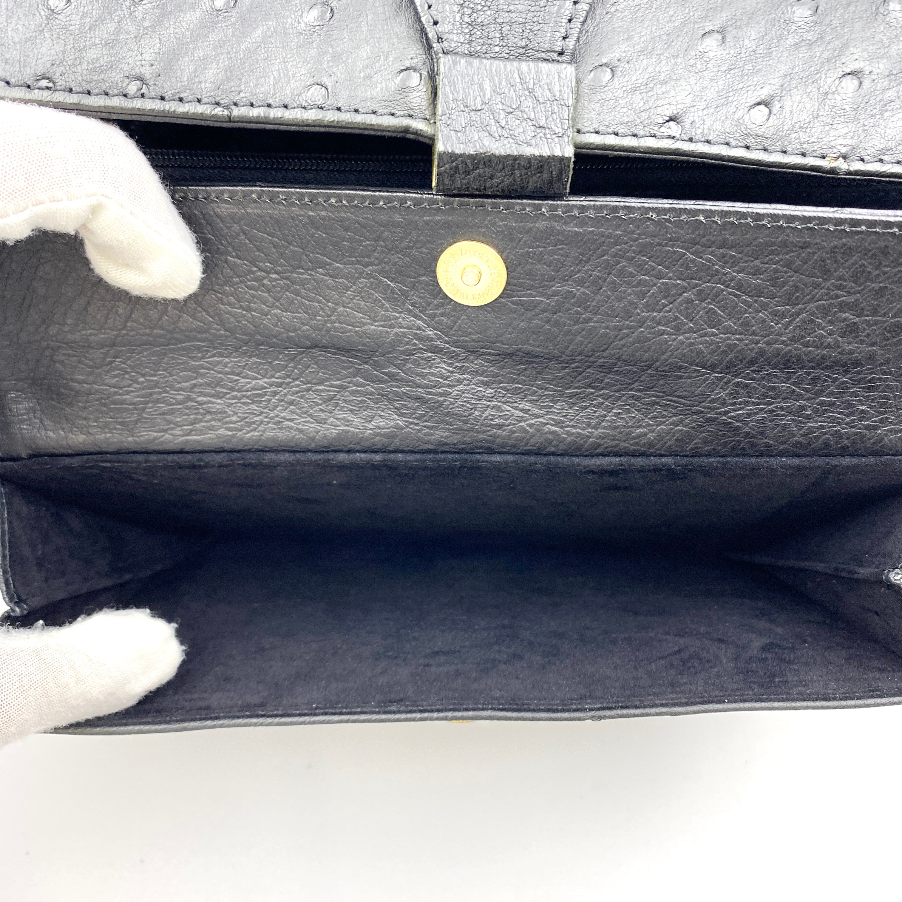 【送料無料】_ ノンブランド_ オーストリッチ _メンスセカンドバッグ_中古品