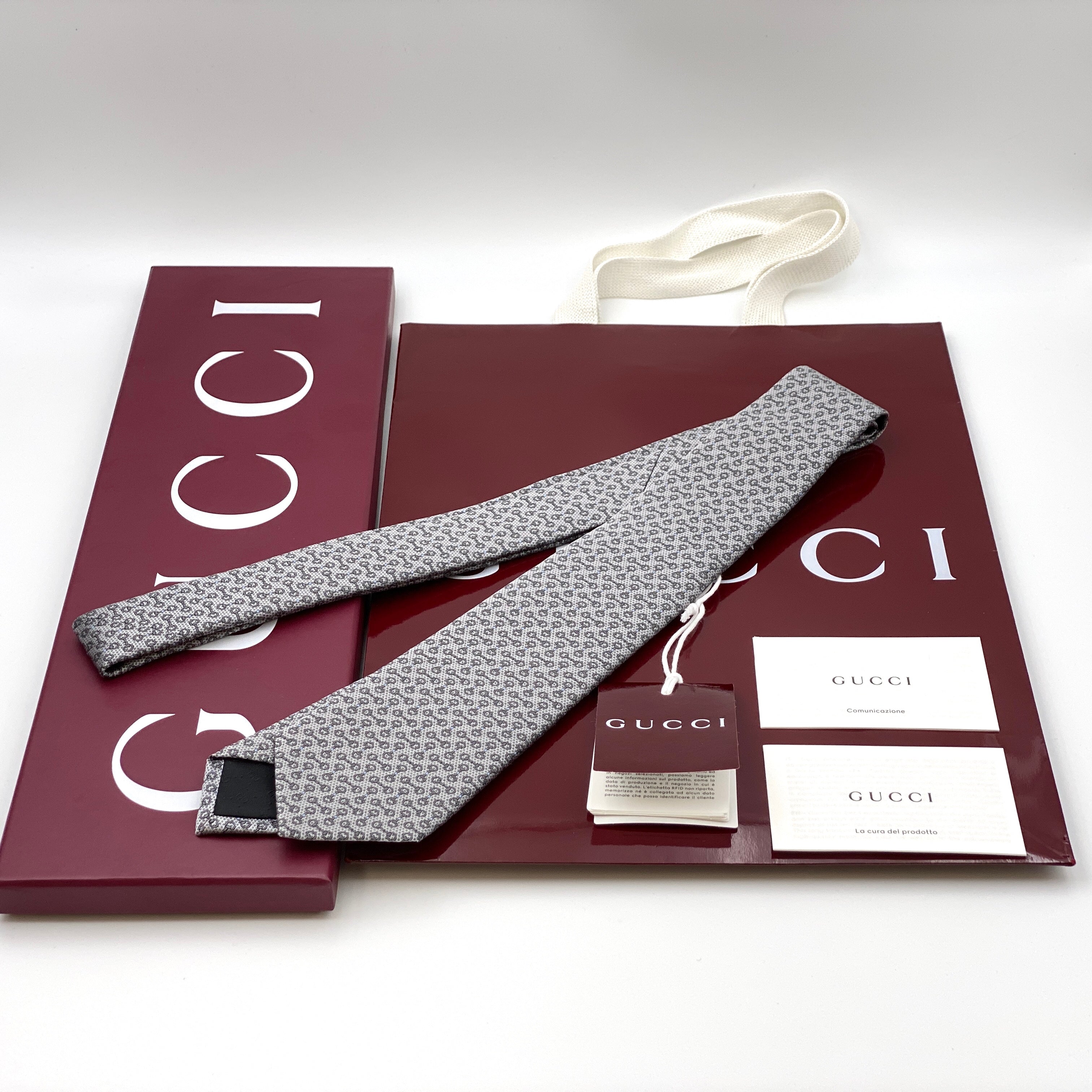 【送料無料】_ GUCCI_(グッチ)_ホースビット_ シルクジャカード ネクタイ_ 未使用品