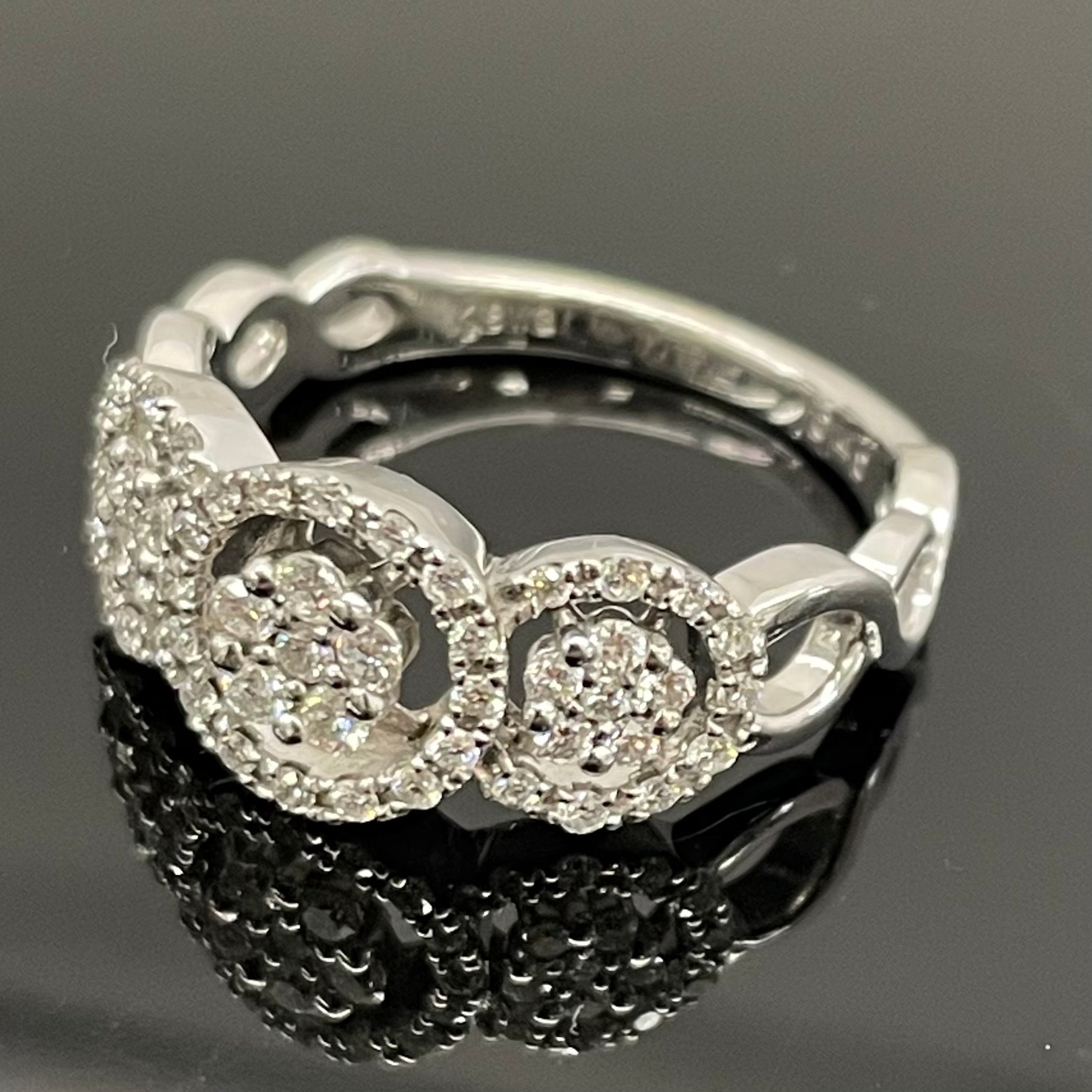 ノンブランド _K18WG FD0.40ct_ ダイヤモンドデザインリング_中古品