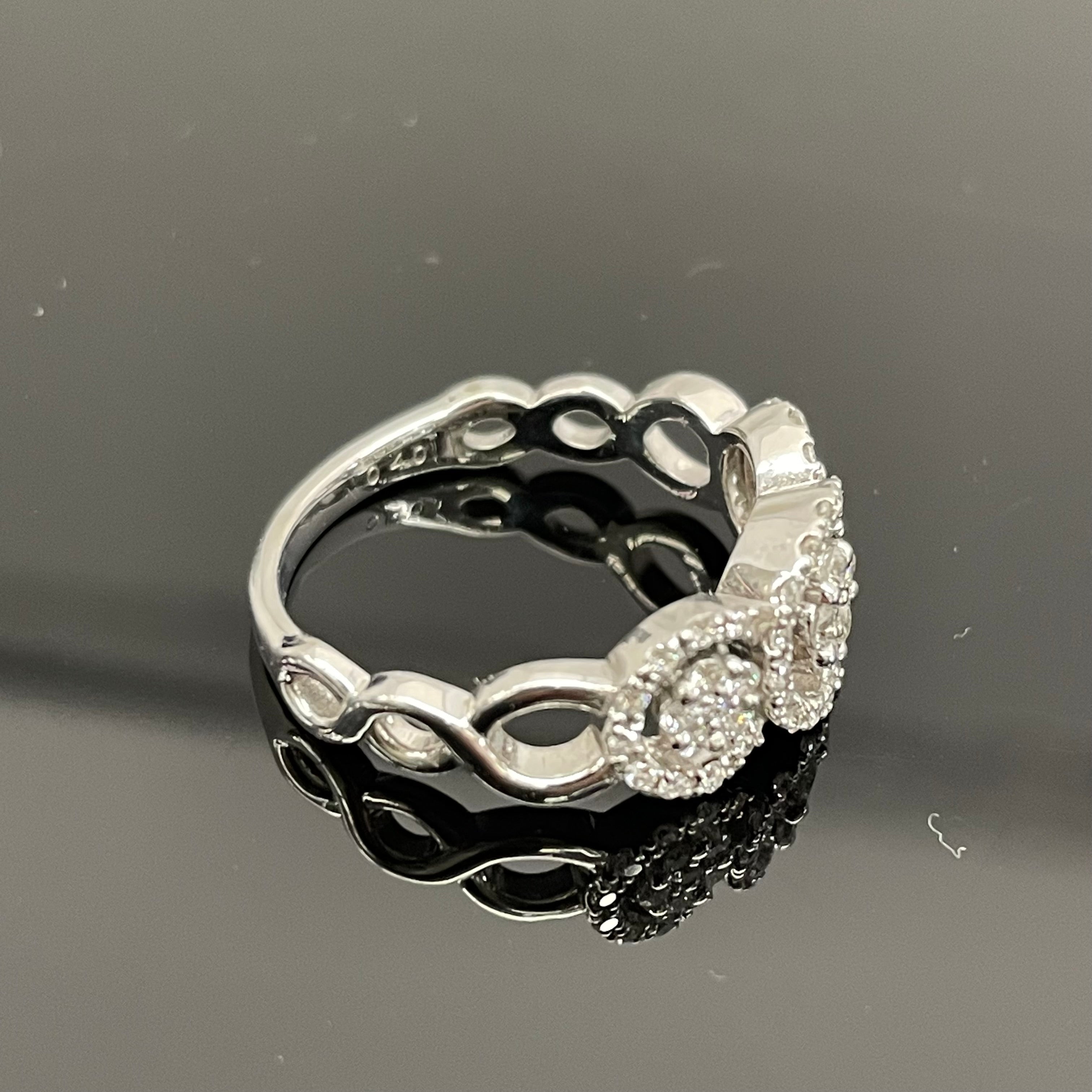 ノンブランド _K18WG FD0.40ct_ ダイヤモンドデザインリング_中古品