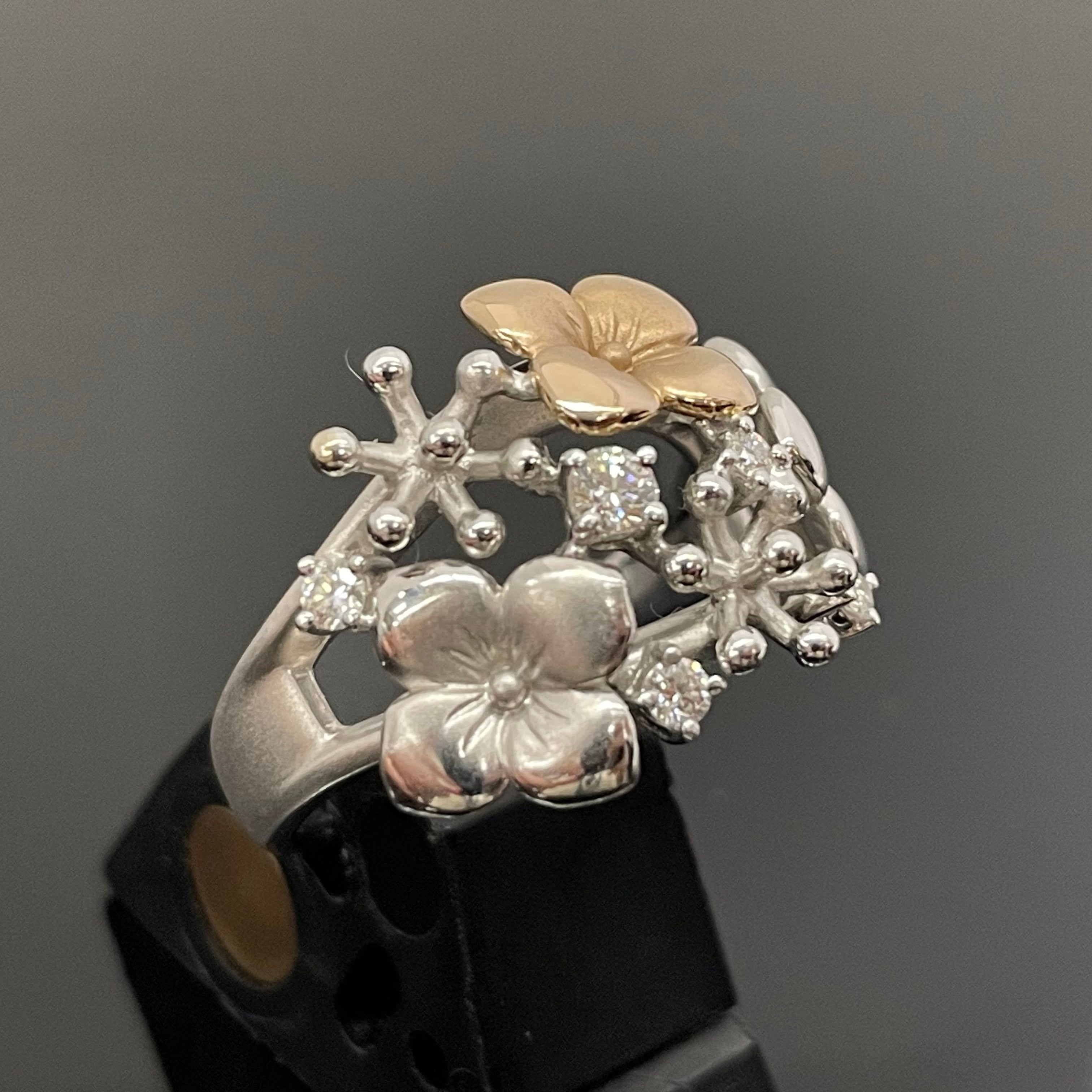 【送料無料】_ TASAKI_(田崎)_K18WG/RG ダイヤモンドリング_FD0.16ct 8.4g #11.5号 _中古品