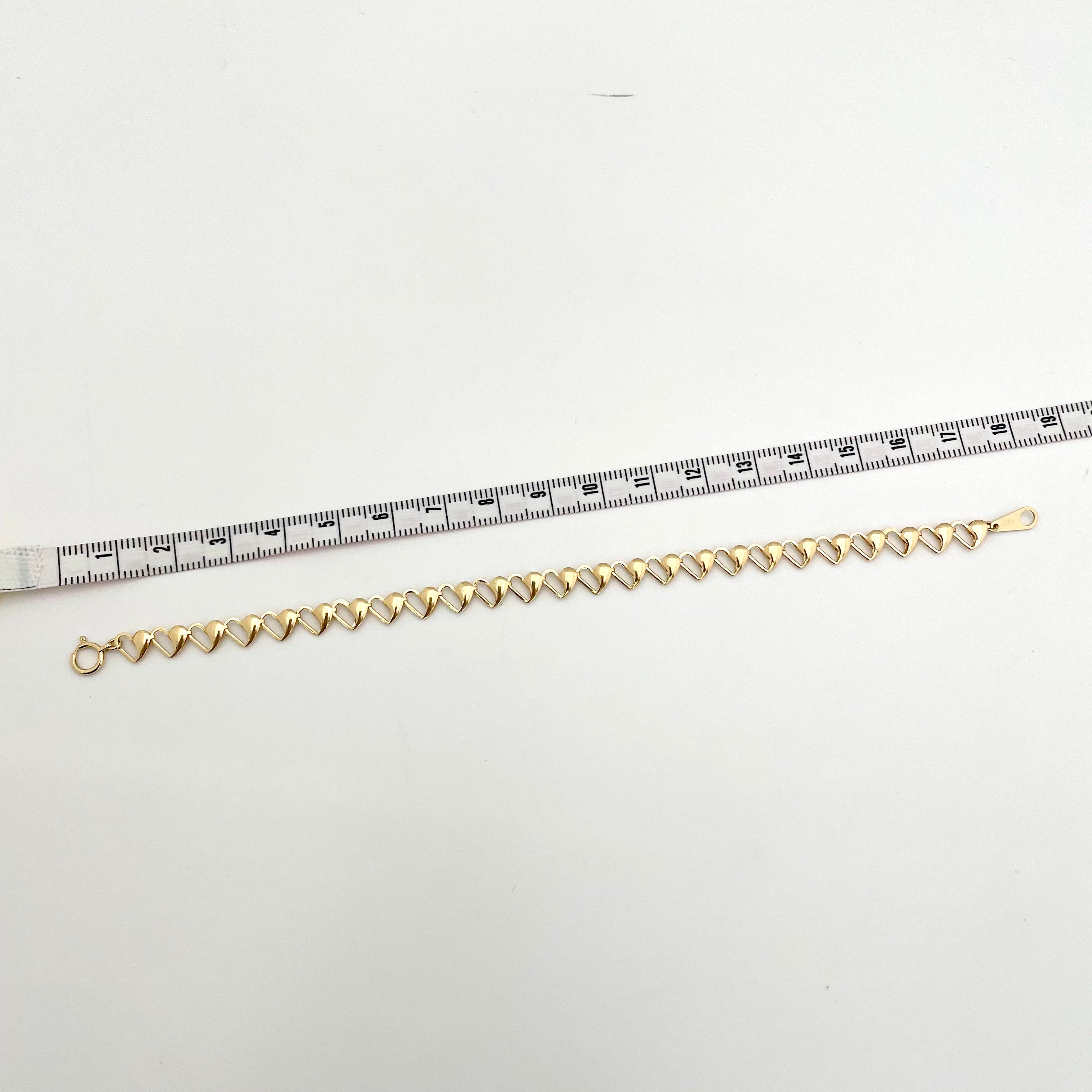 【送料無料】_ ノンブランド_ K18/3.0g_ハートモチーフブレスレット _中古品