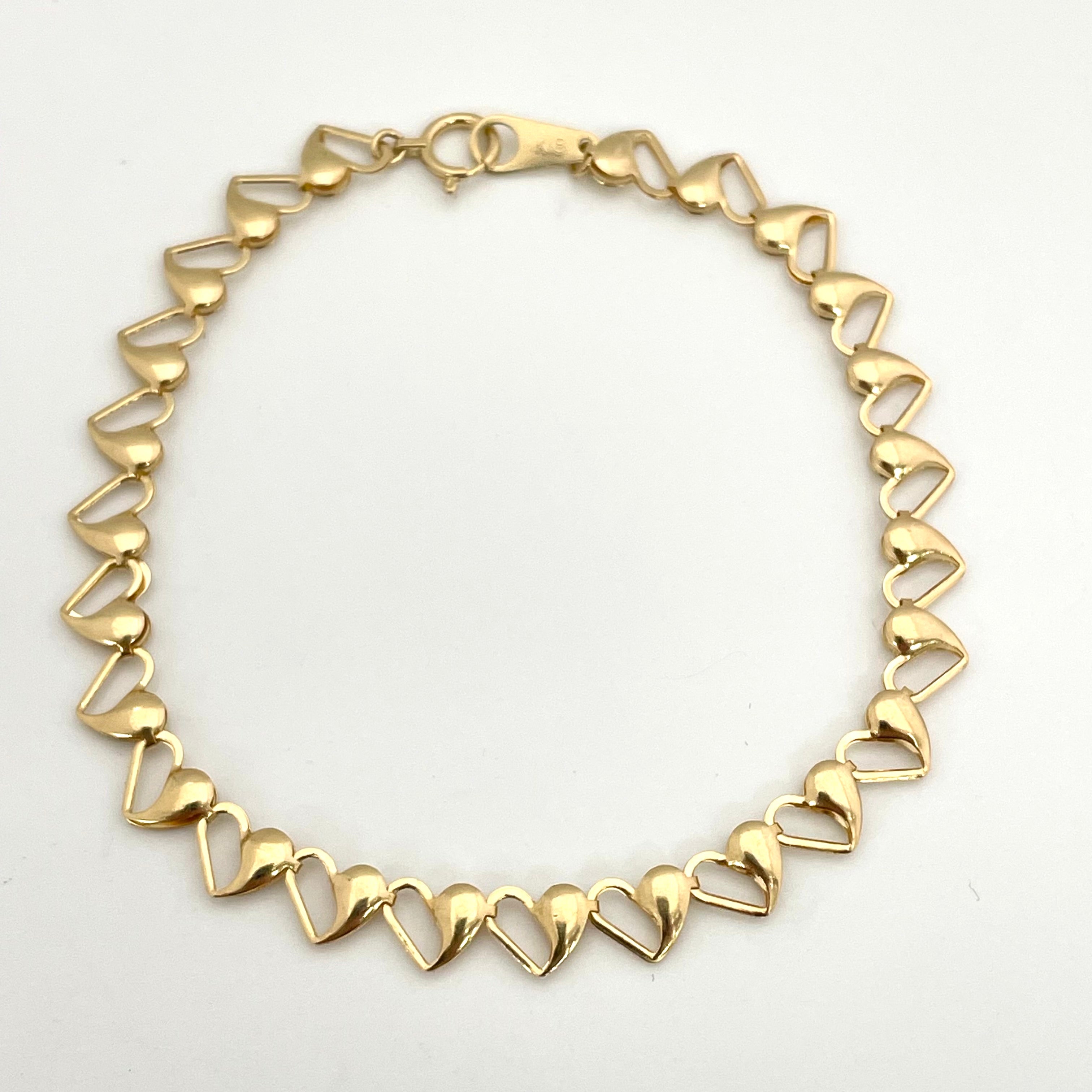 【送料無料】_ ノンブランド_ K18/3.0g_ハートモチーフブレスレット _中古品