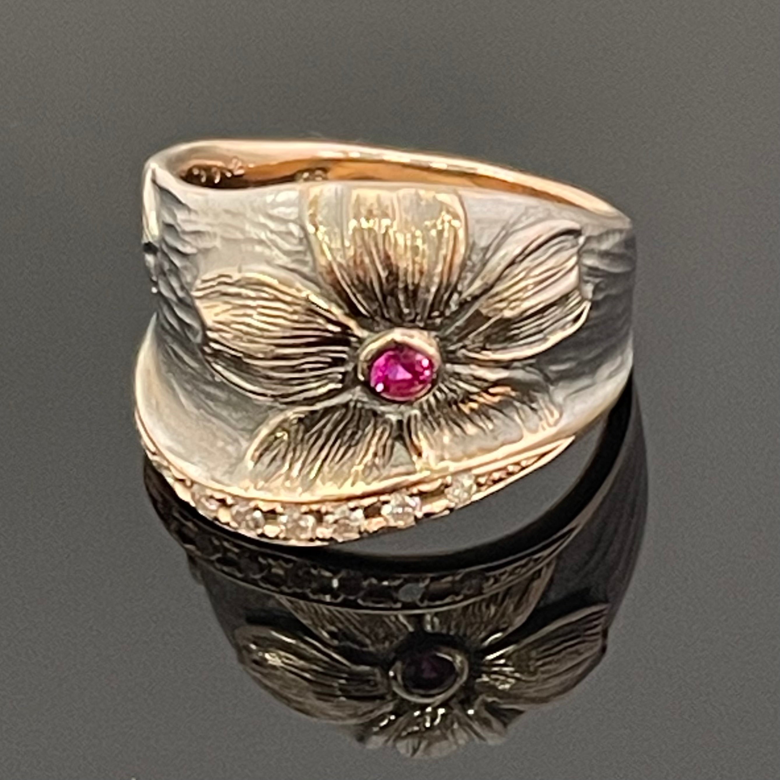 ノンブランド _PS0.09Ct/FD0.12ct _K18RG/10gデザインリング#15号_中古品