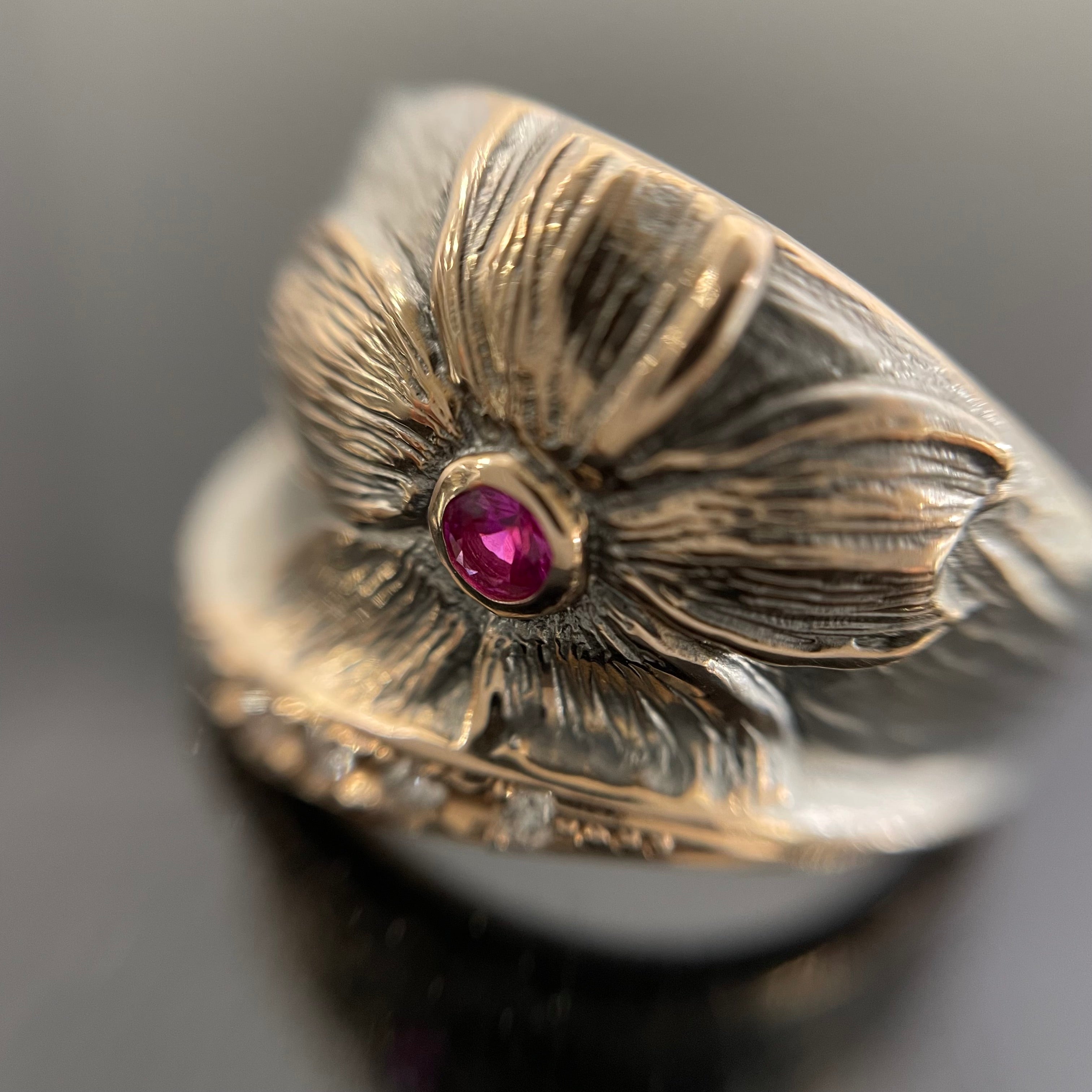 ノンブランド _PS0.09Ct/FD0.12ct _K18RG/10gデザインリング#15号_中古品