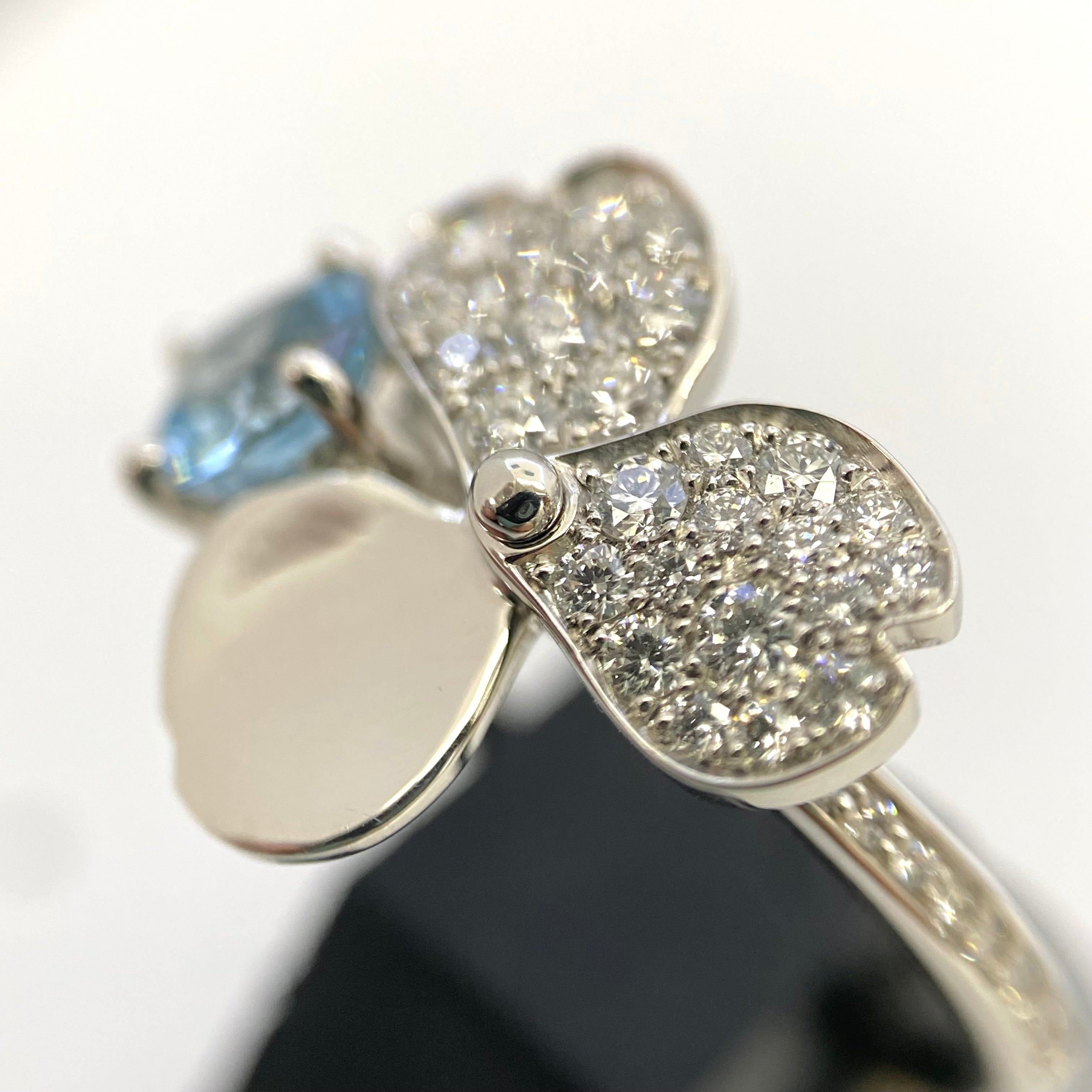 TIFFANY &Co(ティファニー)_ペーパーフラワー Ptプラチナ950_アクアマリン/ダイヤモンド_リング(指輪)_中古品