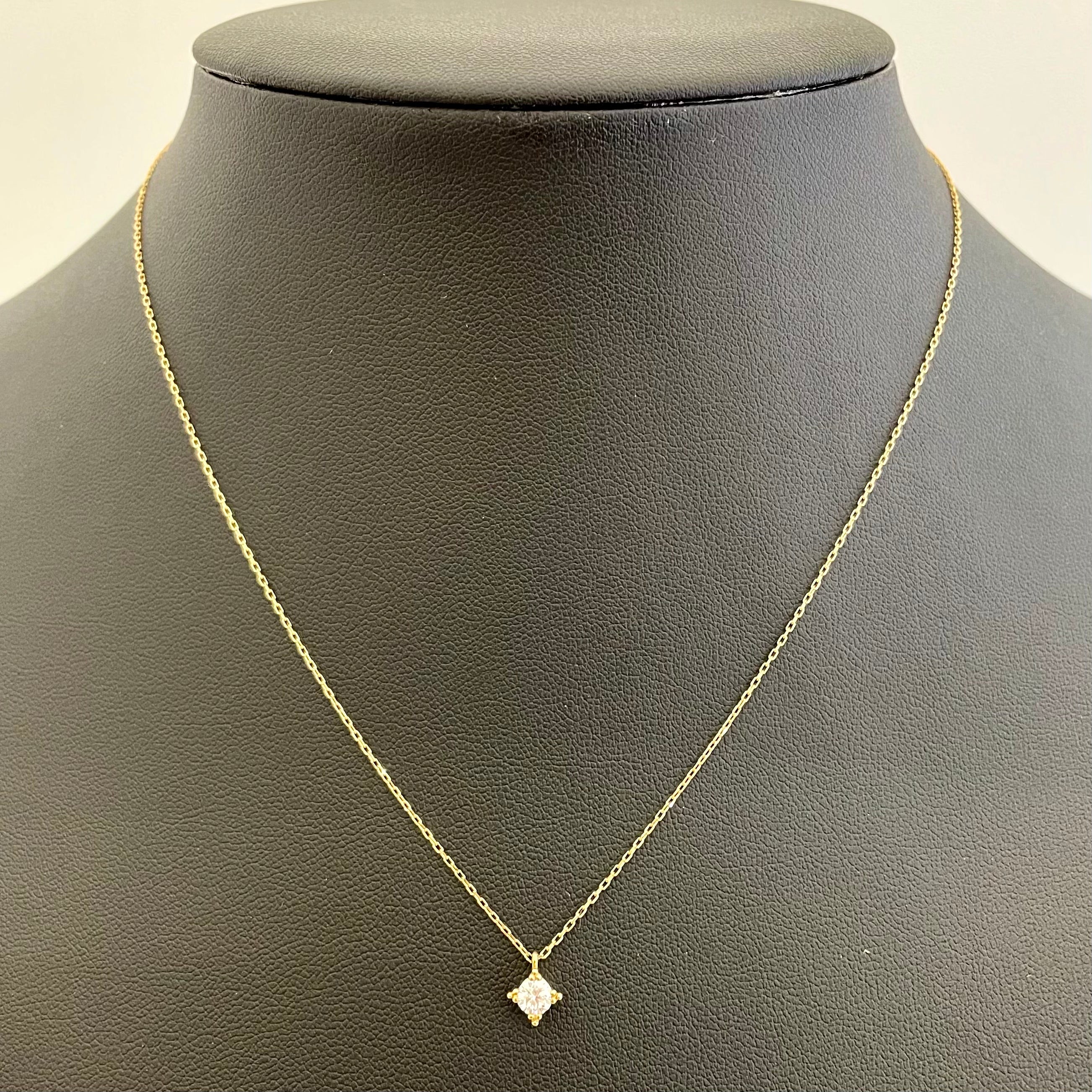 【送料無料】_ ノンブランド_K18ダイヤモンドネックレス_ D0.23ct/1.3g _中古品