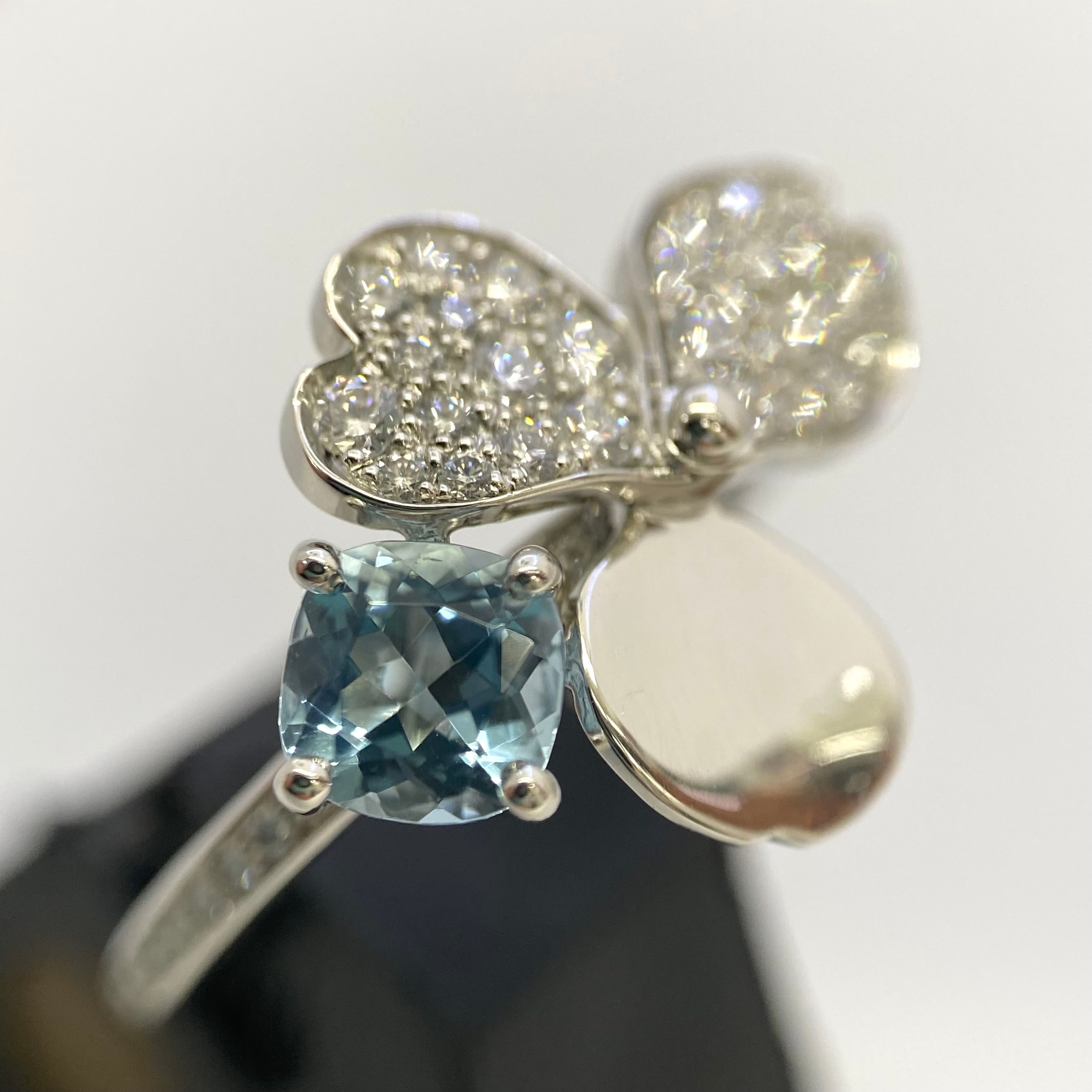 TIFFANY &Co(ティファニー)_ペーパーフラワー Ptプラチナ950_アクアマリン/ダイヤモンド_リング(指輪)_中古品