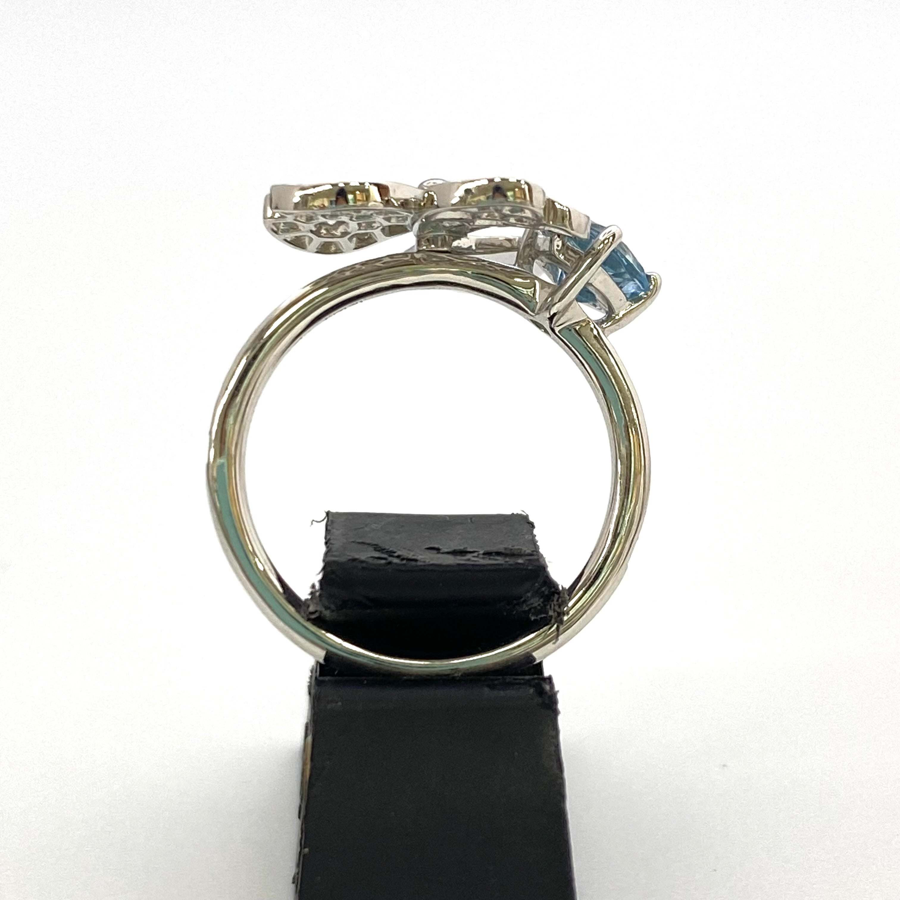 TIFFANY &Co(ティファニー)_ペーパーフラワー Ptプラチナ950_アクアマリン/ダイヤモンド_リング(指輪)_中古品