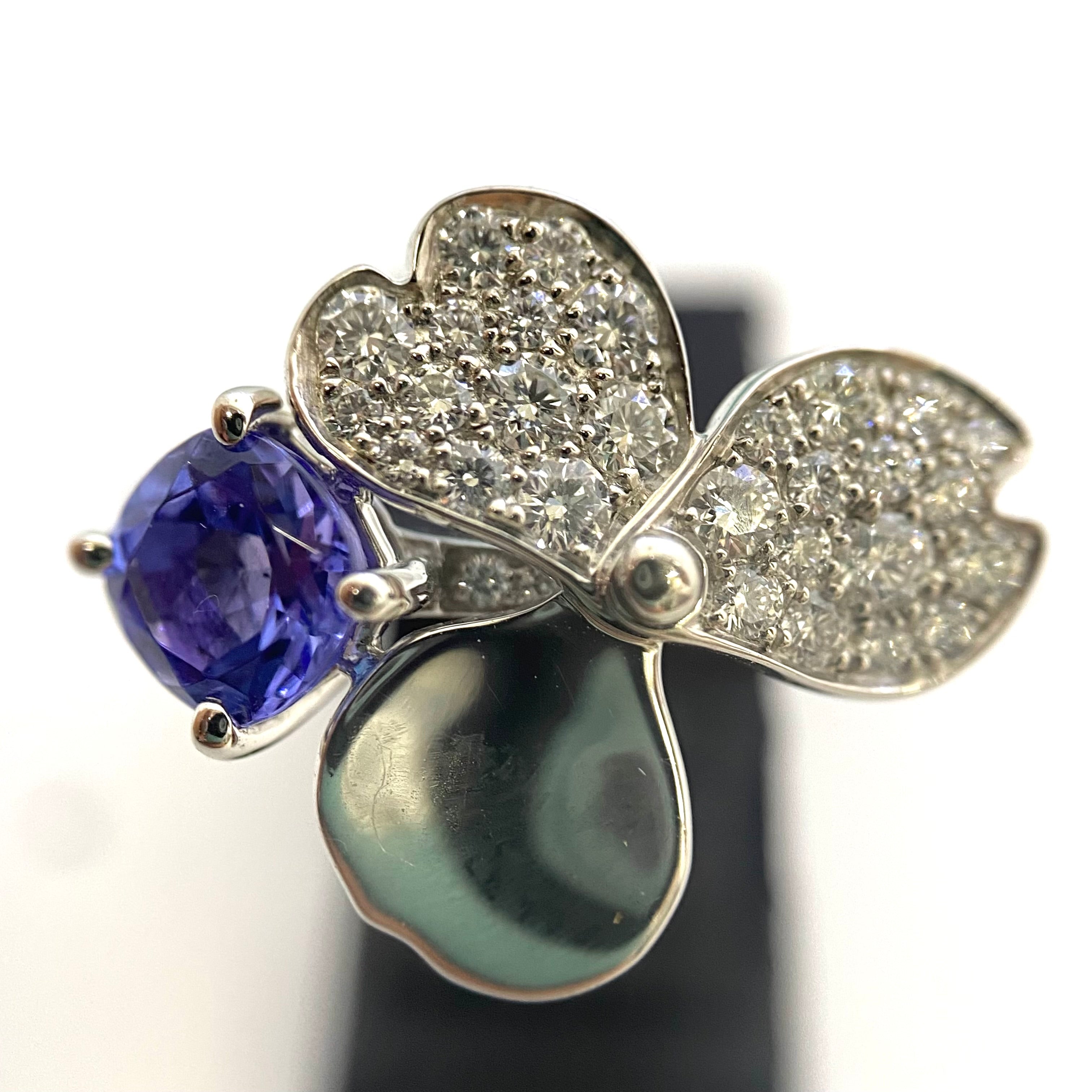 TIFFANY &Co(ティファニー)_ペーパーフラワー Ptプラチナ950_タンザナイト/ダイヤモンド_リング(指輪)_中古品