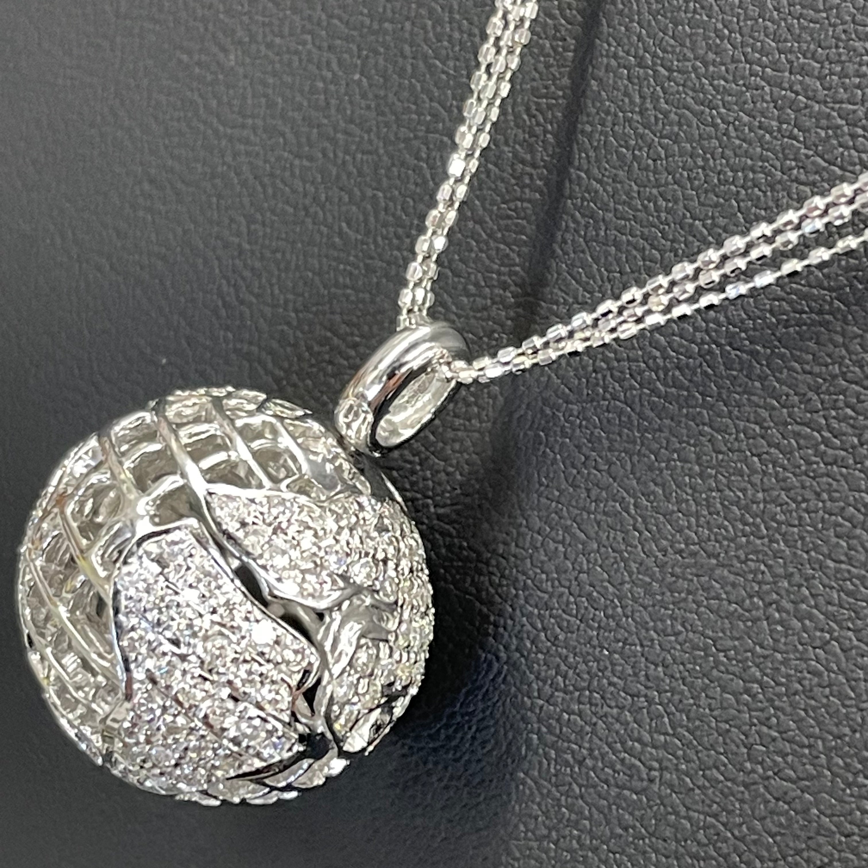 ノンブランド_アースモチーフダイヤモンドネックレス_K18WG/14.8g FD1.2ct_ 中古品