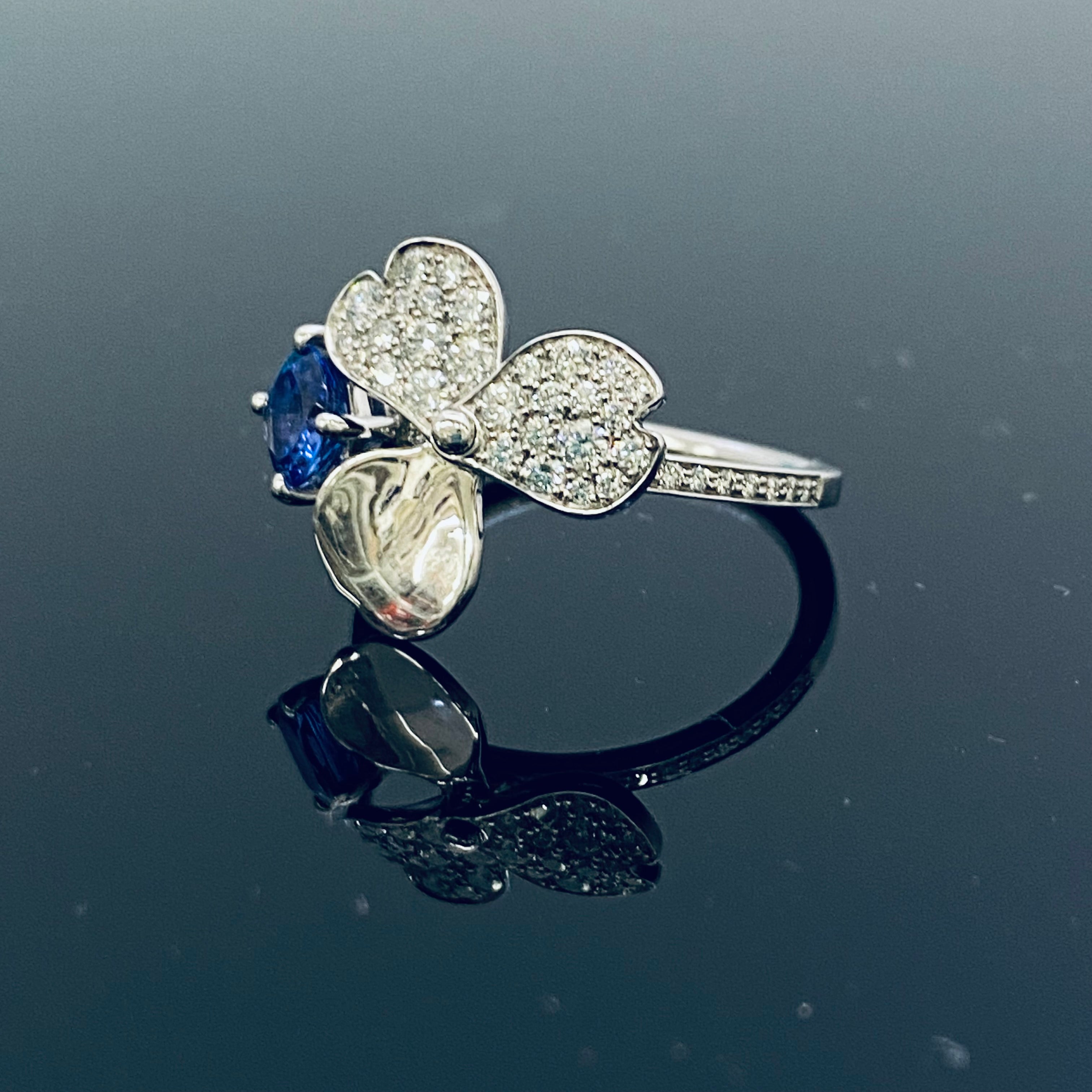 TIFFANY &Co(ティファニー)_ペーパーフラワー Ptプラチナ950_タンザナイト/ダイヤモンド_リング(指輪)_中古品