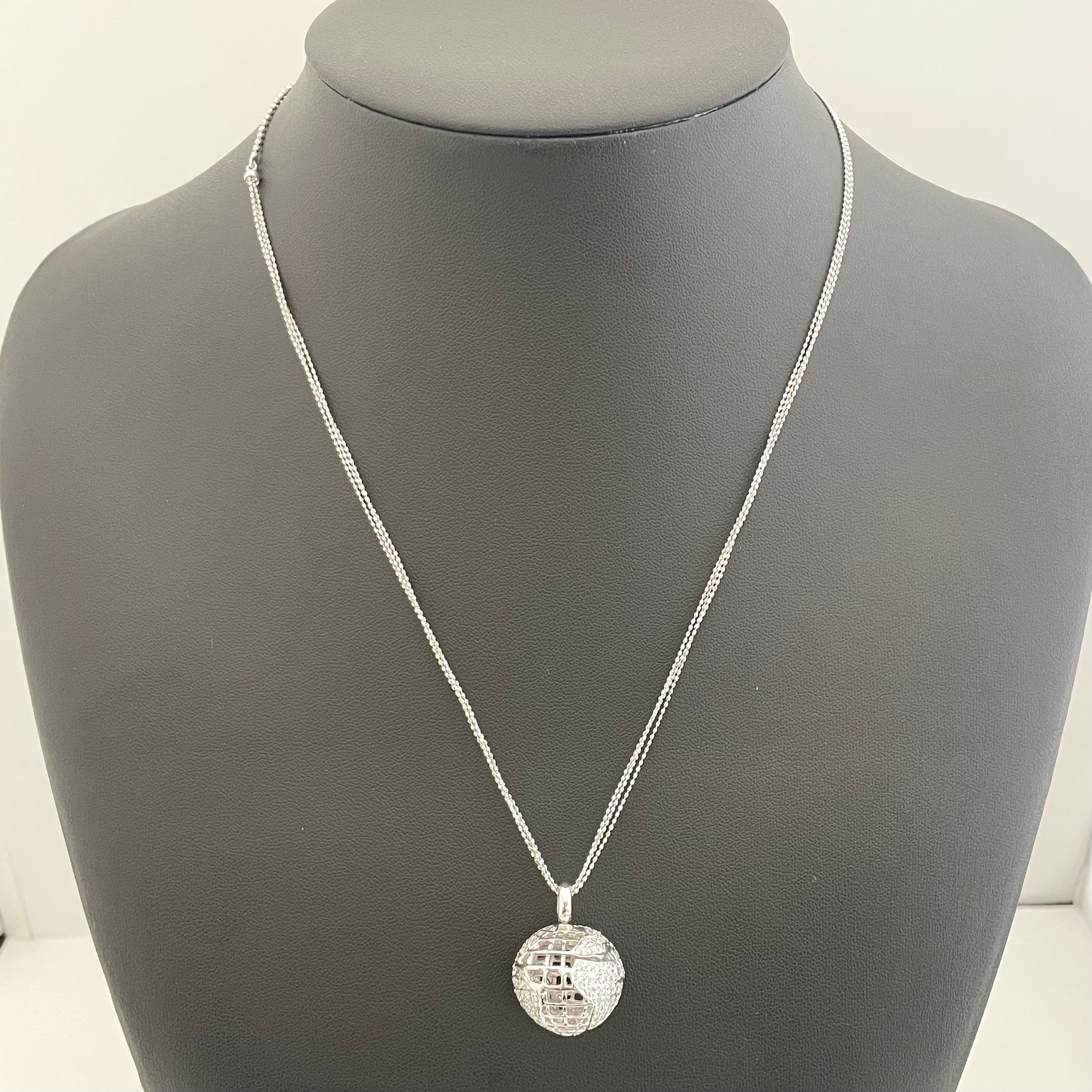 ノンブランド_アースモチーフダイヤモンドネックレス_K18WG/14.8g FD1.2ct_ 中古品