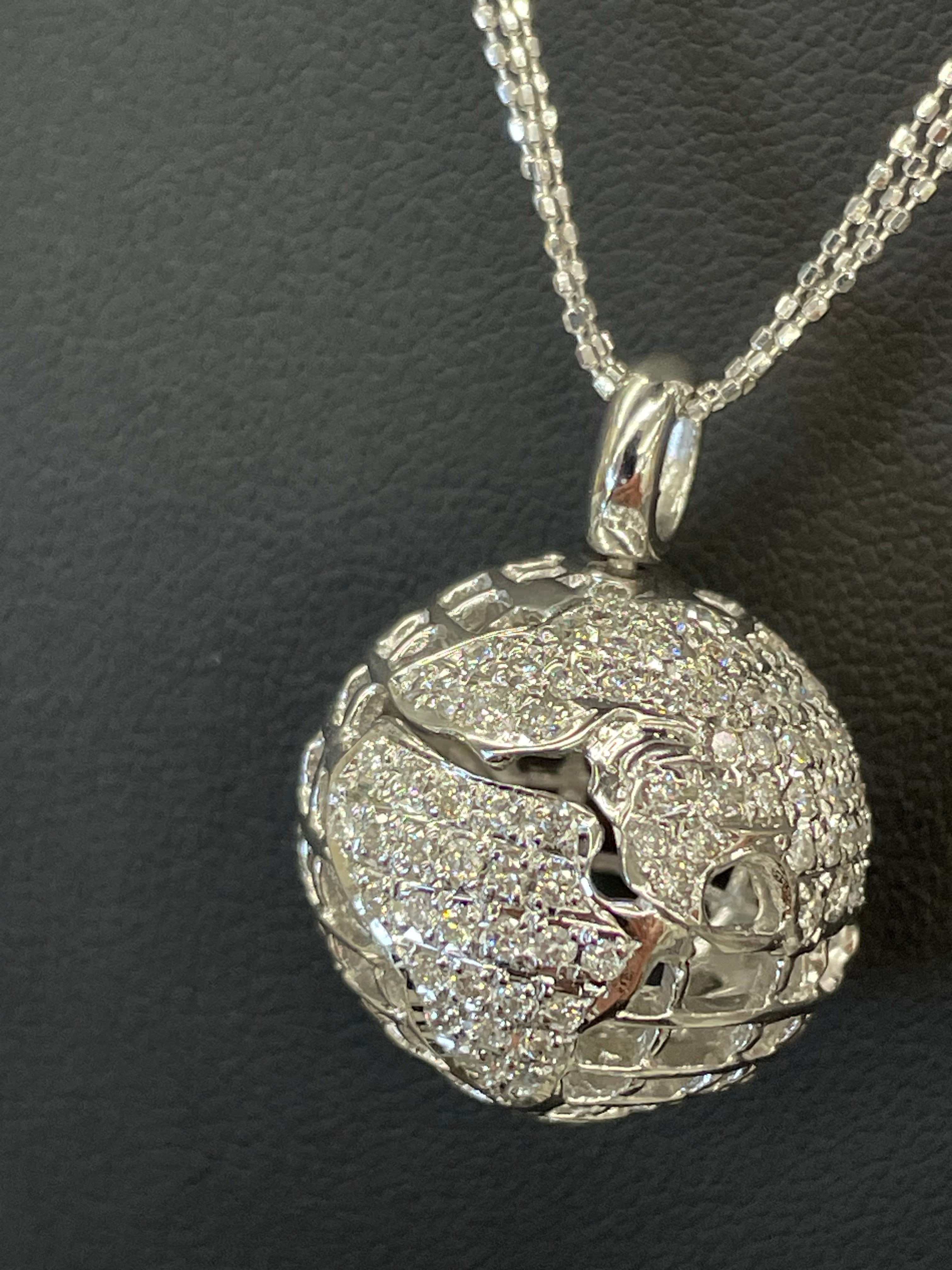 ノンブランド_アースモチーフダイヤモンドネックレス_K18WG/14.8g FD1.2ct_ 中古品