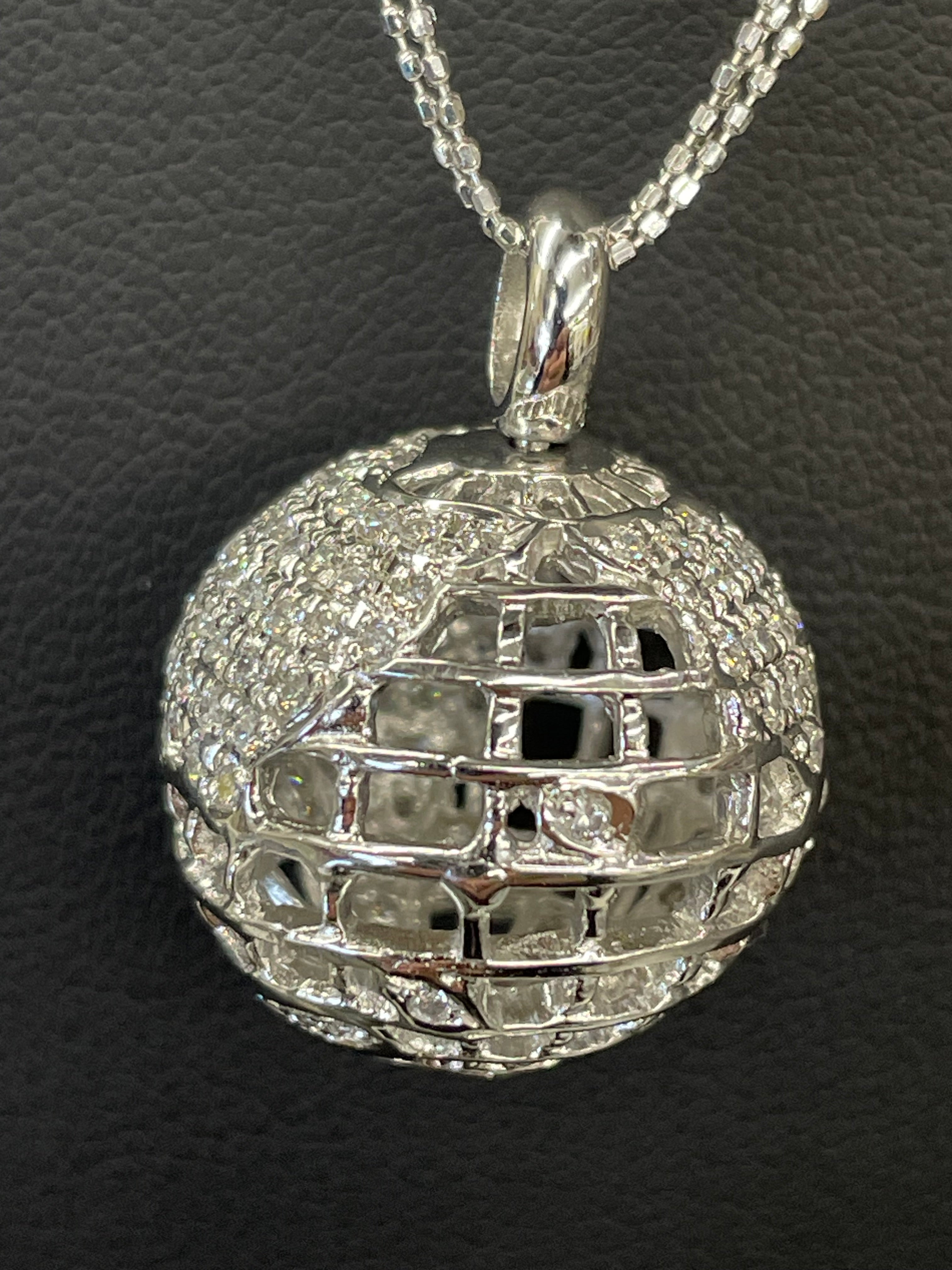 ノンブランド_アースモチーフダイヤモンドネックレス_K18WG/14.8g FD1.2ct_ 中古品