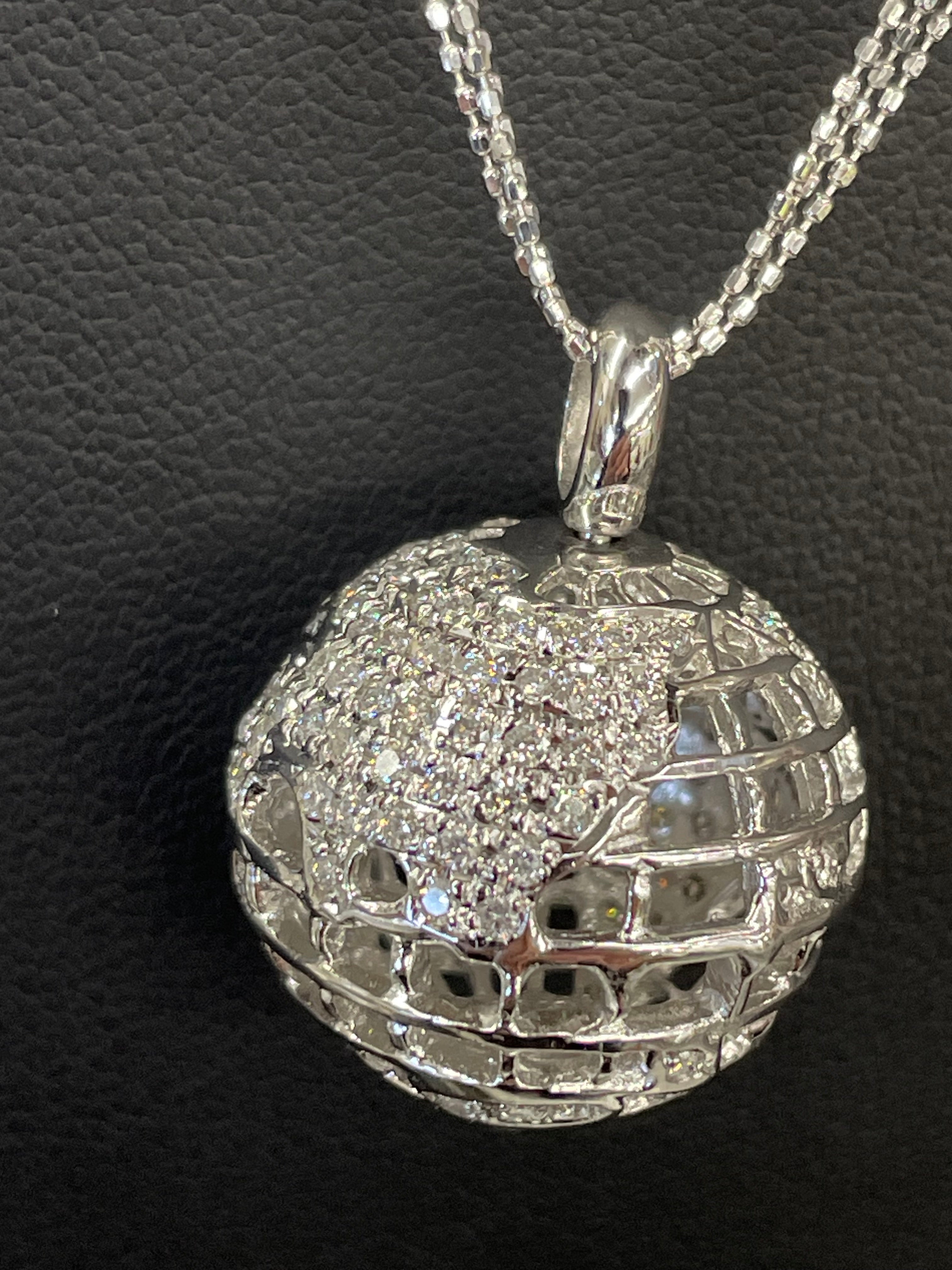 ノンブランド_アースモチーフダイヤモンドネックレス_K18WG/14.8g FD1.2ct_ 中古品