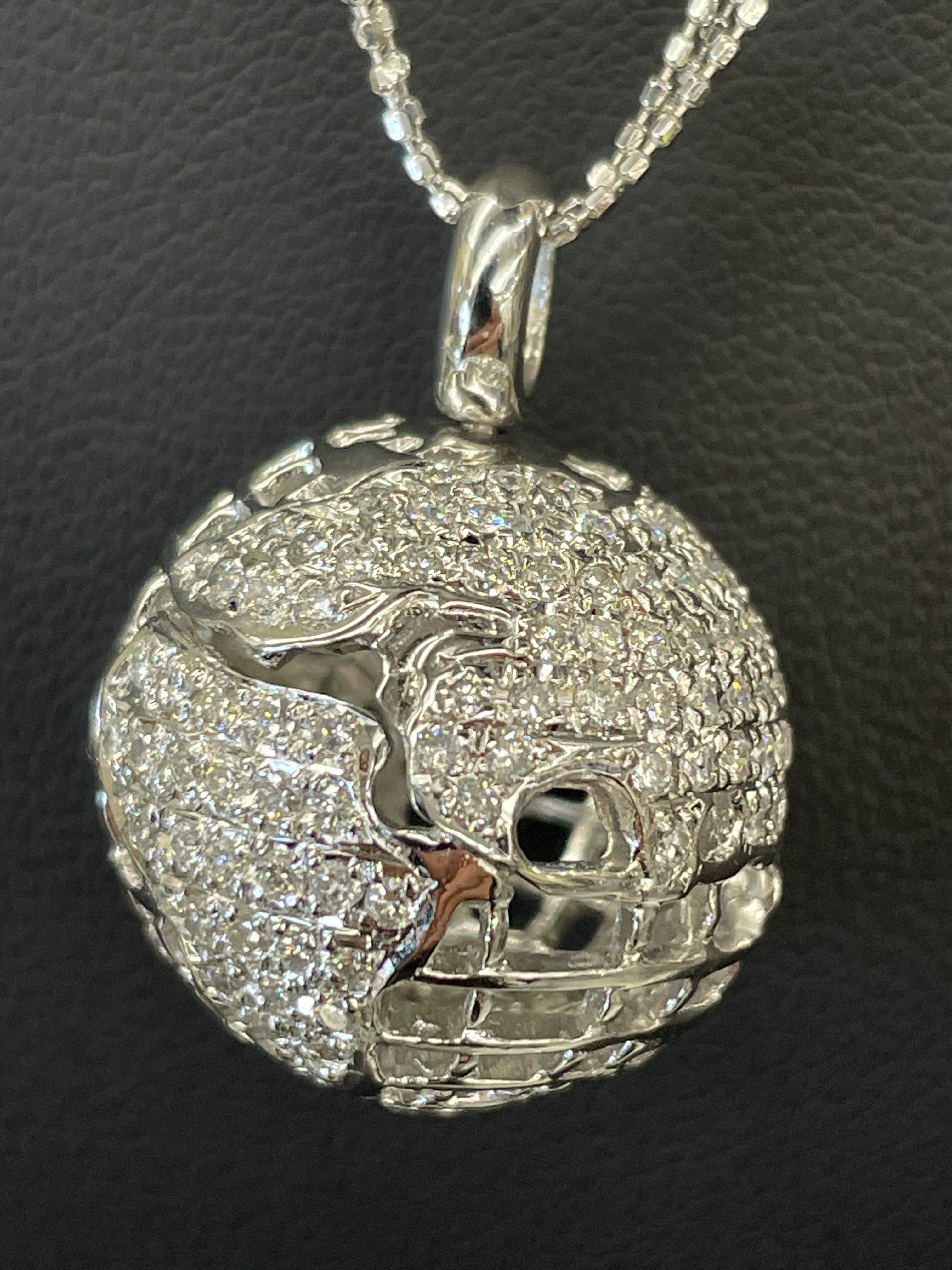 ノンブランド_アースモチーフダイヤモンドネックレス_K18WG/14.8g FD1.2ct_ 中古品