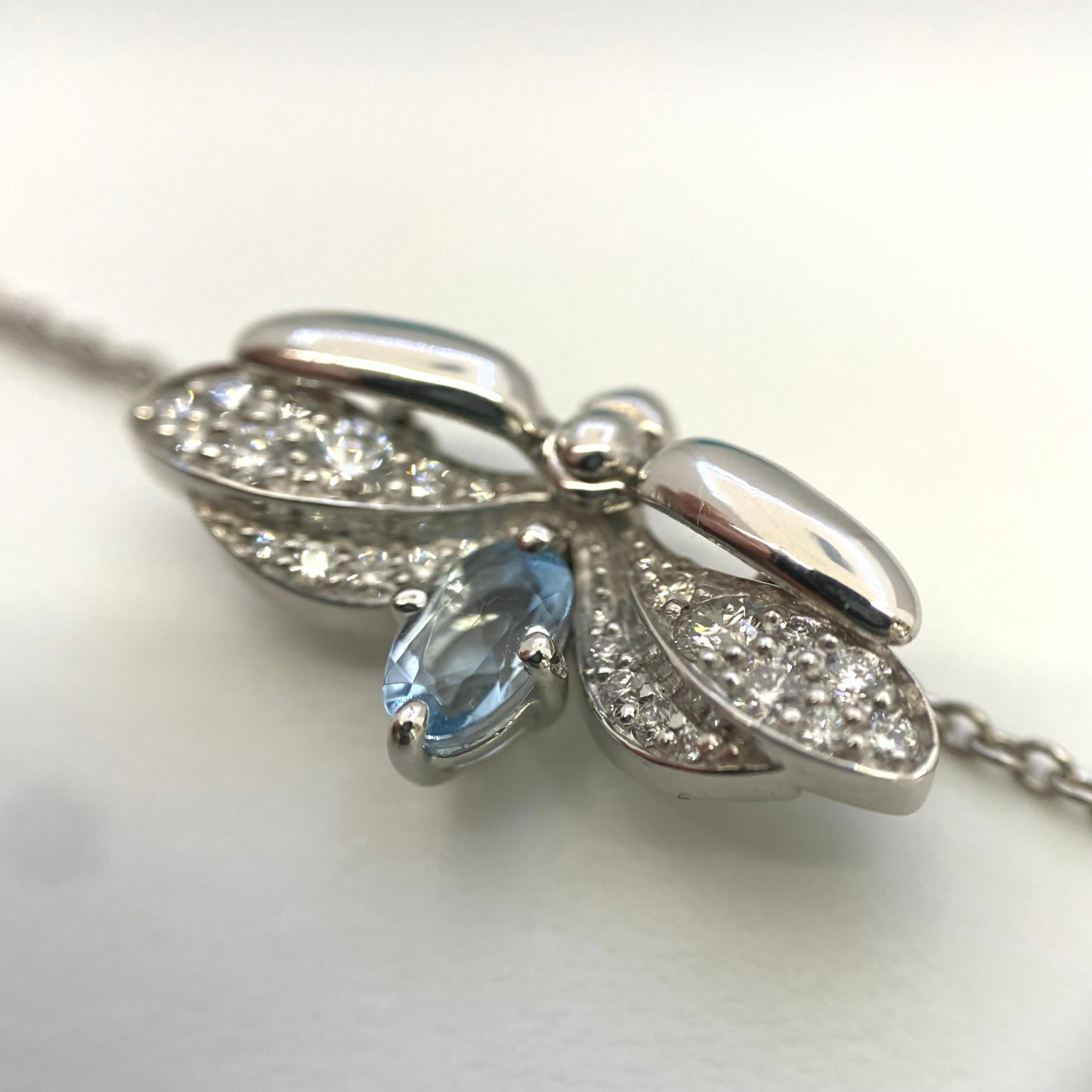 TIFFANY &Co(ティファニー)_ペーパーフラワー Ptプラチナ950_アクアマリン/ダイヤモンド_ファイヤーフライネックレス_中古品