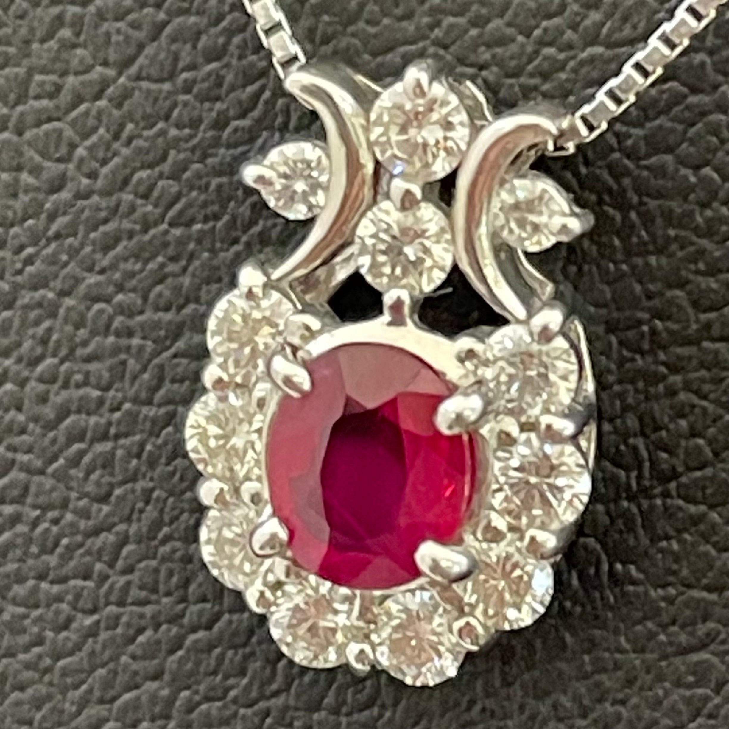 ノンブランド_ルビー/ダイヤモンドネックレス_Pt900/Pt850 4.1g_(R0.58/FD0.48ct)_中古品