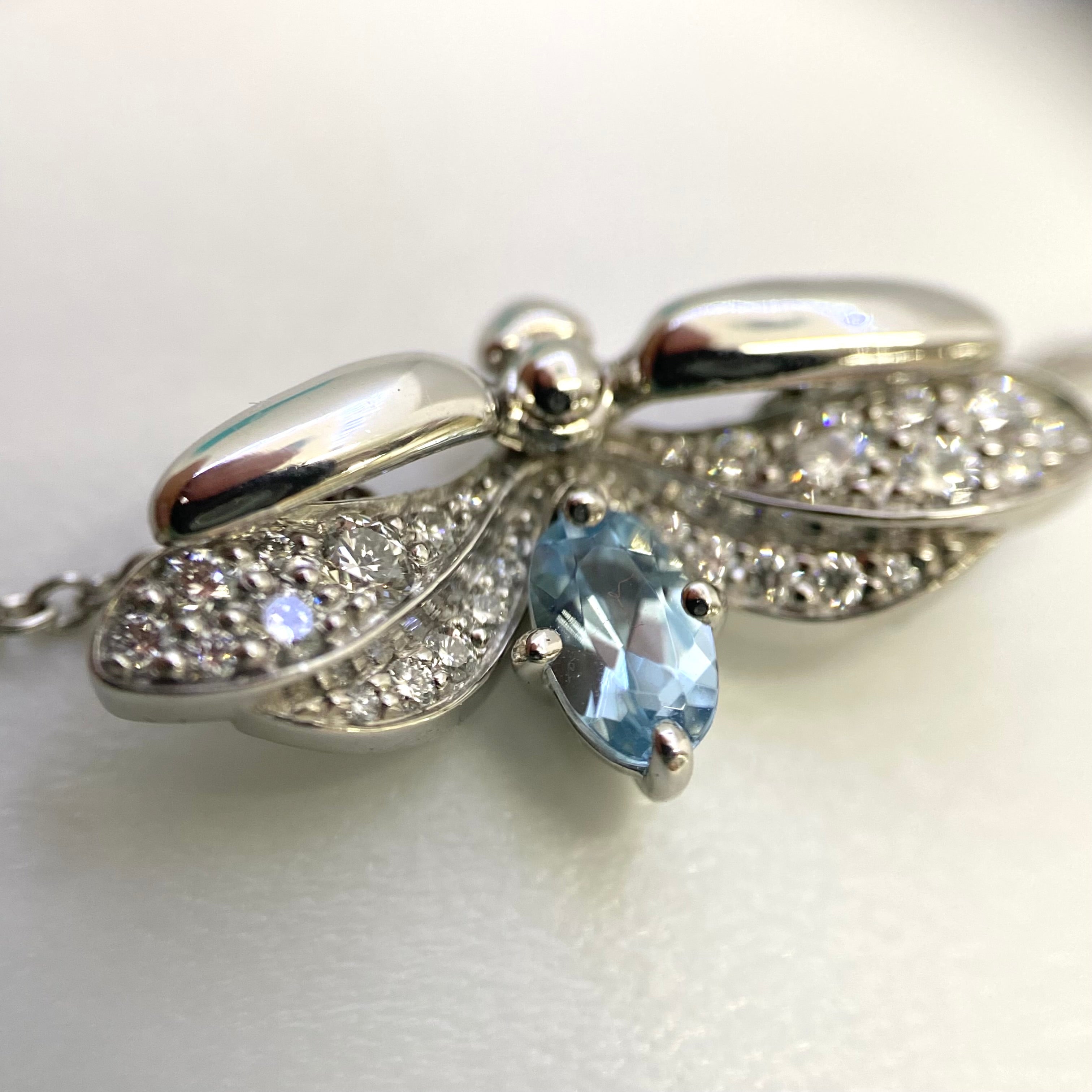 TIFFANY &Co(ティファニー)_ペーパーフラワー Ptプラチナ950_アクアマリン/ダイヤモンド_ファイヤーフライネックレス_中古品