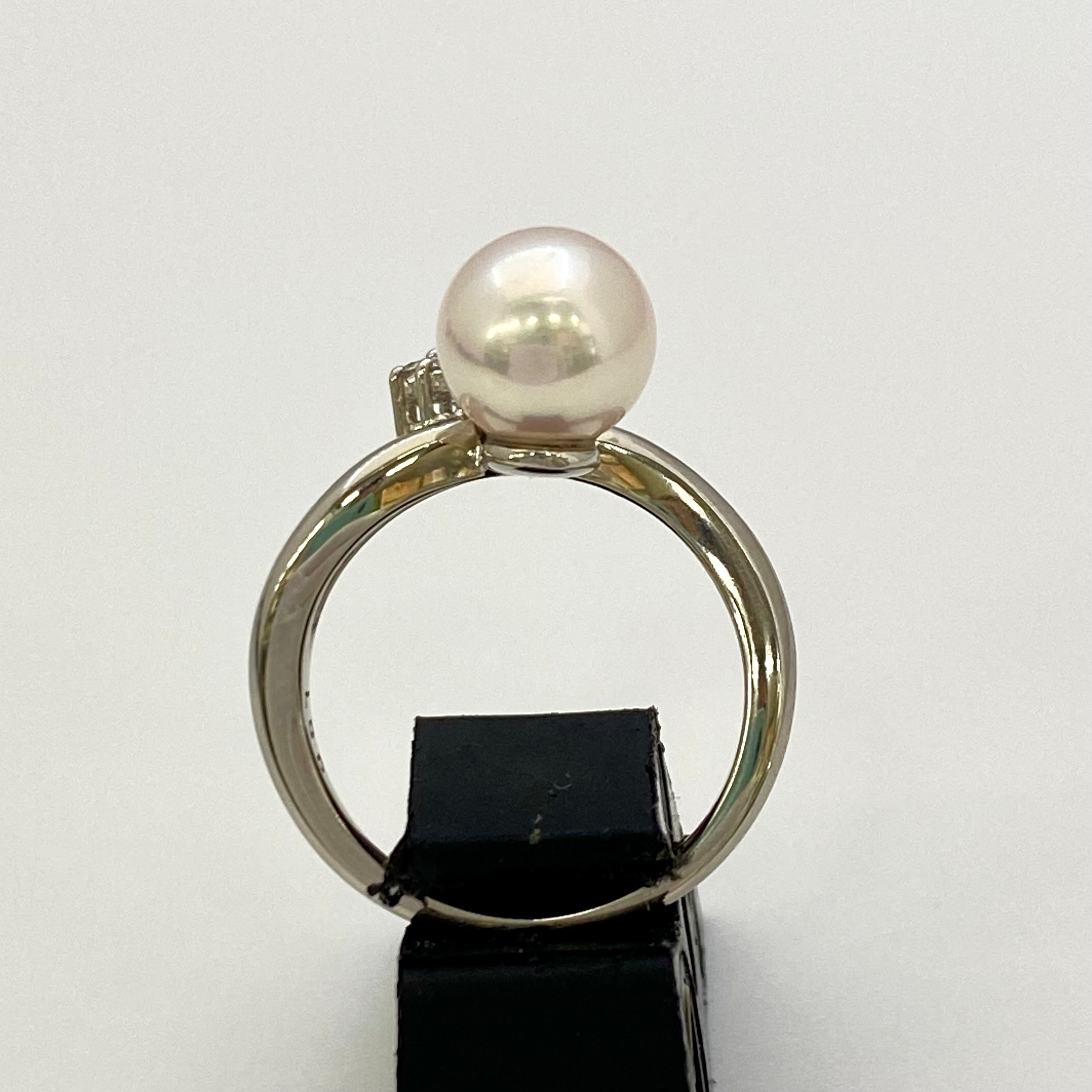 【送料無料】_TASAKI_(田崎)_パール約8.0㎜ FD0.07ct_Pt900リング(指輪) _中古品