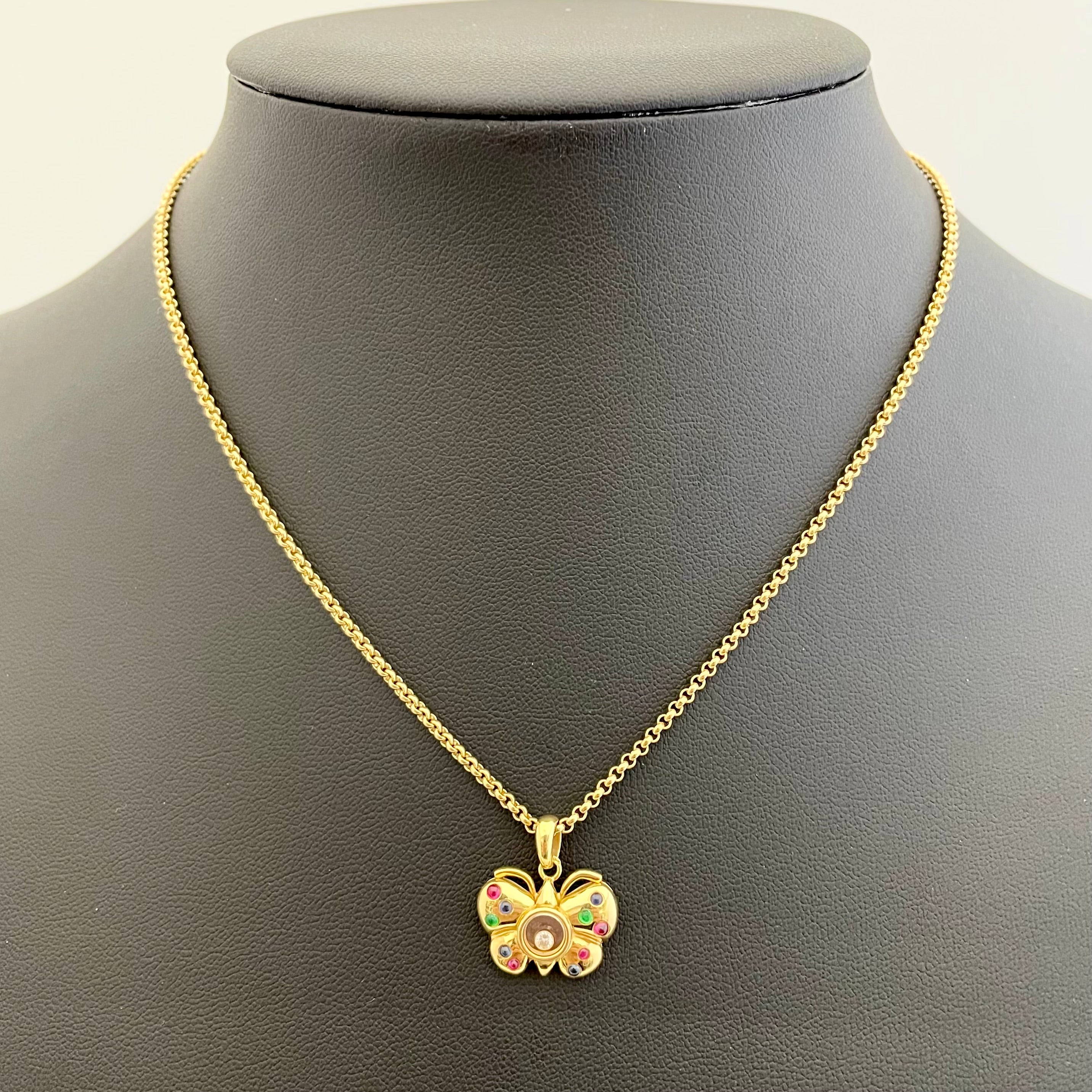 【送料無料】_ Chopard_(ショパール)_ハッピーダイヤモンド バタフライ_ K18ネックレス _中古品