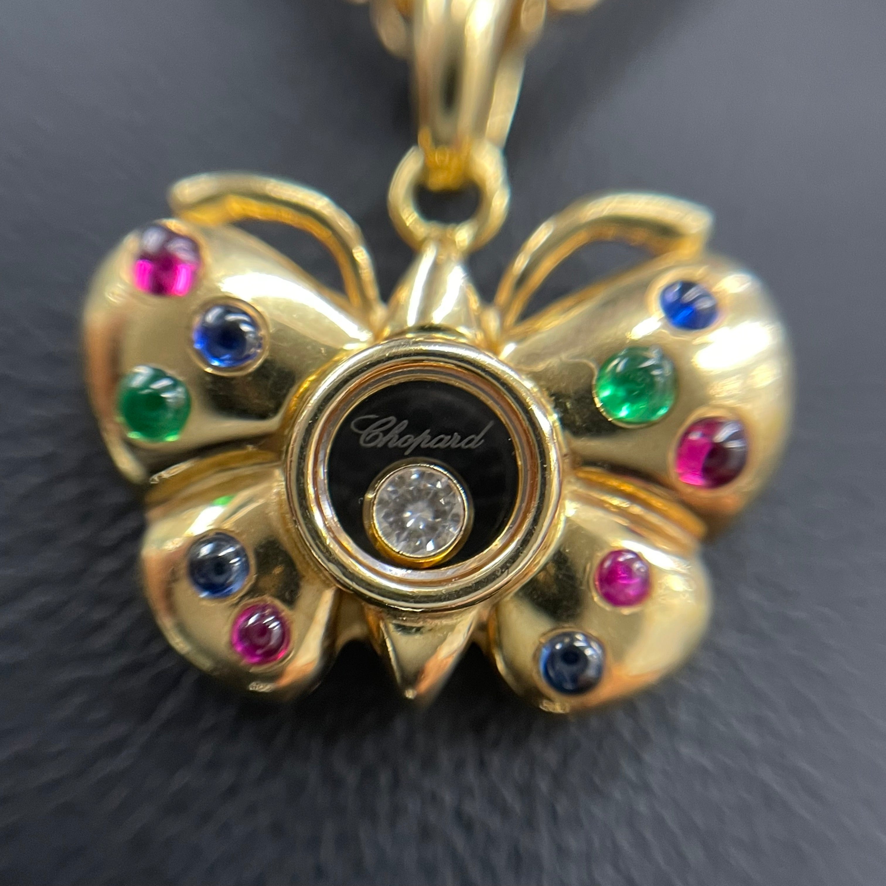 【送料無料】_ Chopard_(ショパール)_ハッピーダイヤモンド バタフライ_ K18ネックレス _中古品