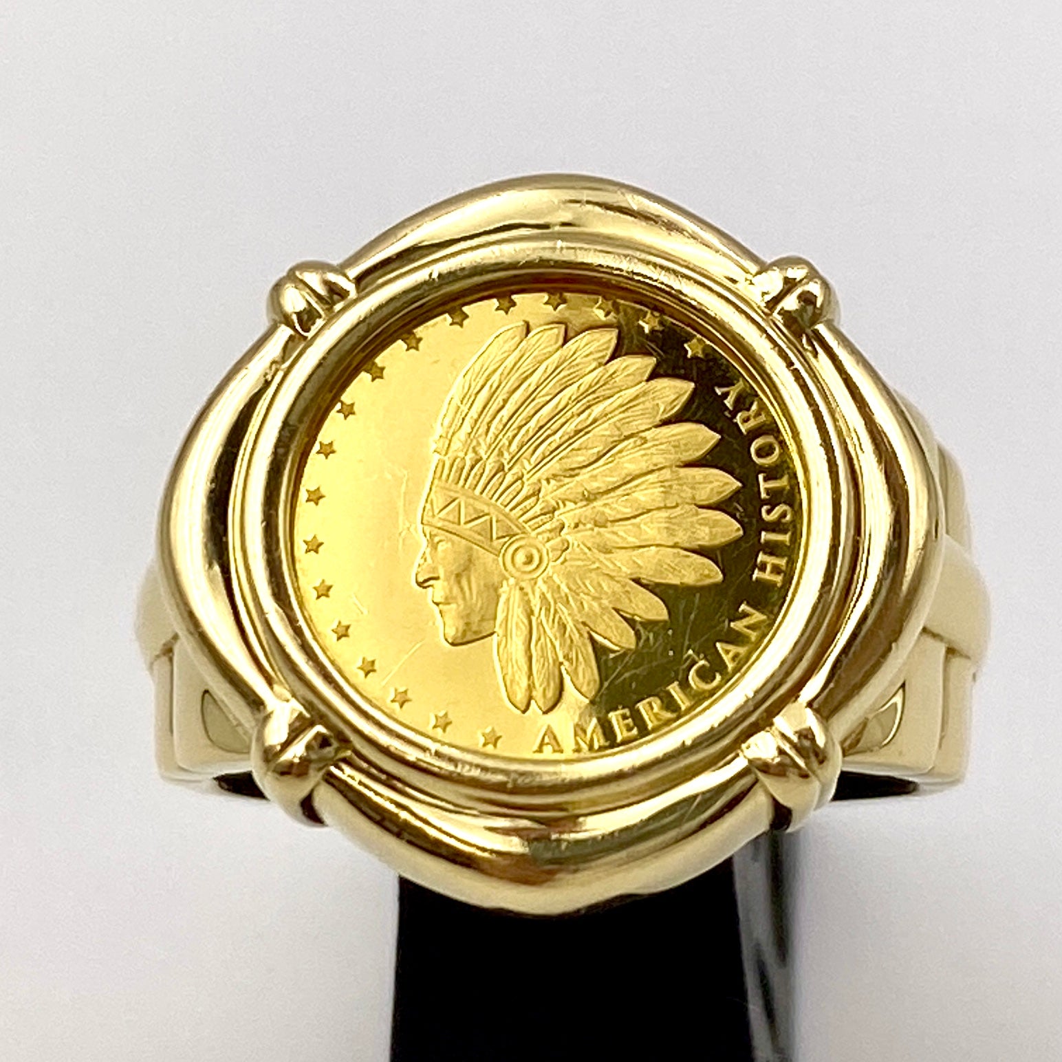 【送料無料】_ ノンブランド _K18/純金コインリング_1/25ozアメリカンヒストリー _中古品