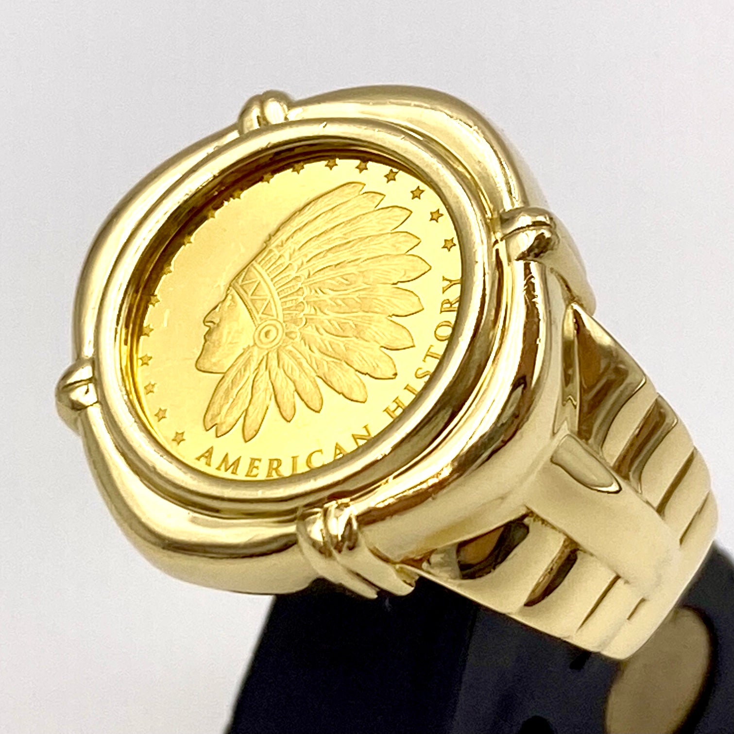 【送料無料】_ ノンブランド _K18/純金コインリング_1/25ozアメリカンヒストリー _中古品