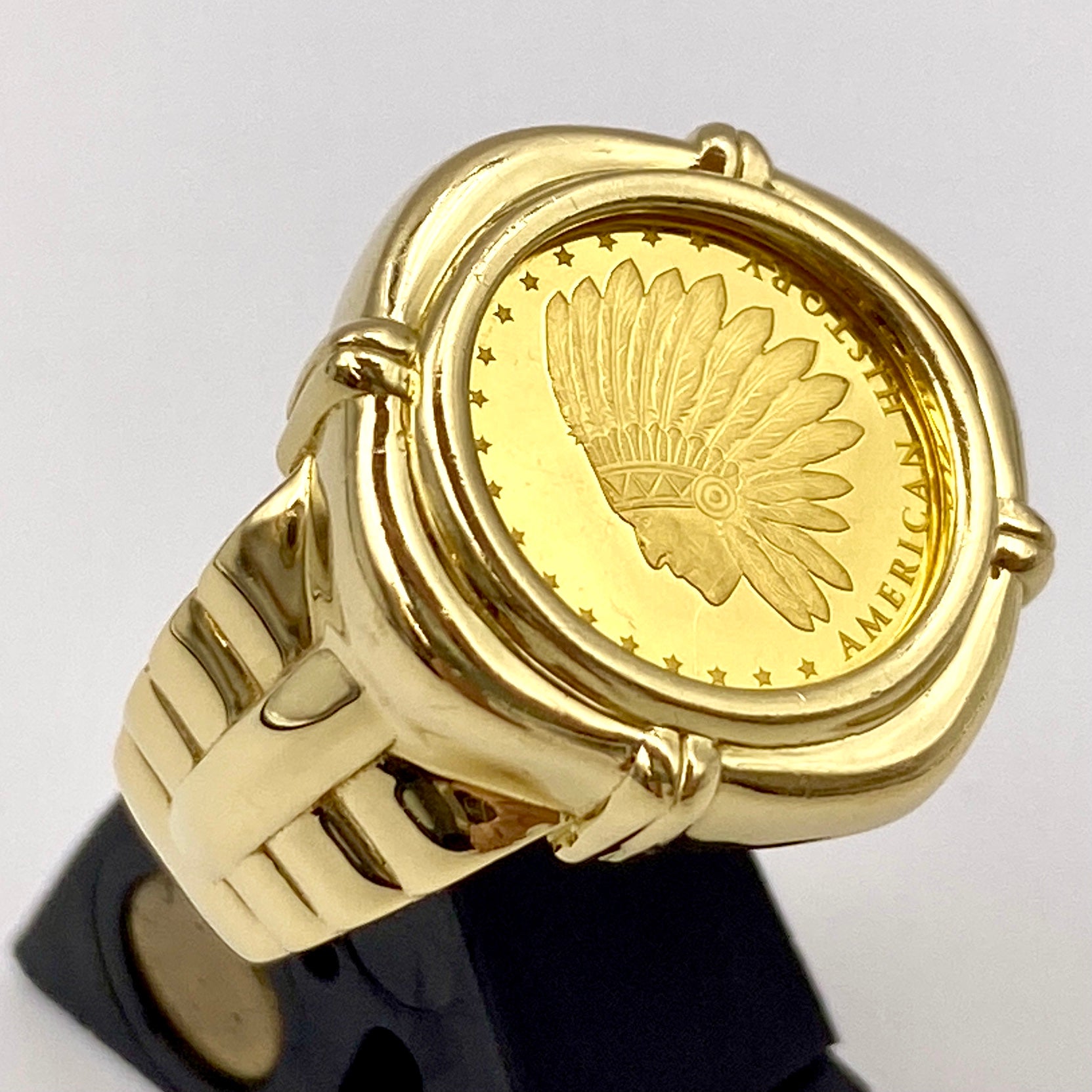 【送料無料】_ ノンブランド _K18/純金コインリング_1/25ozアメリカンヒストリー _中古品