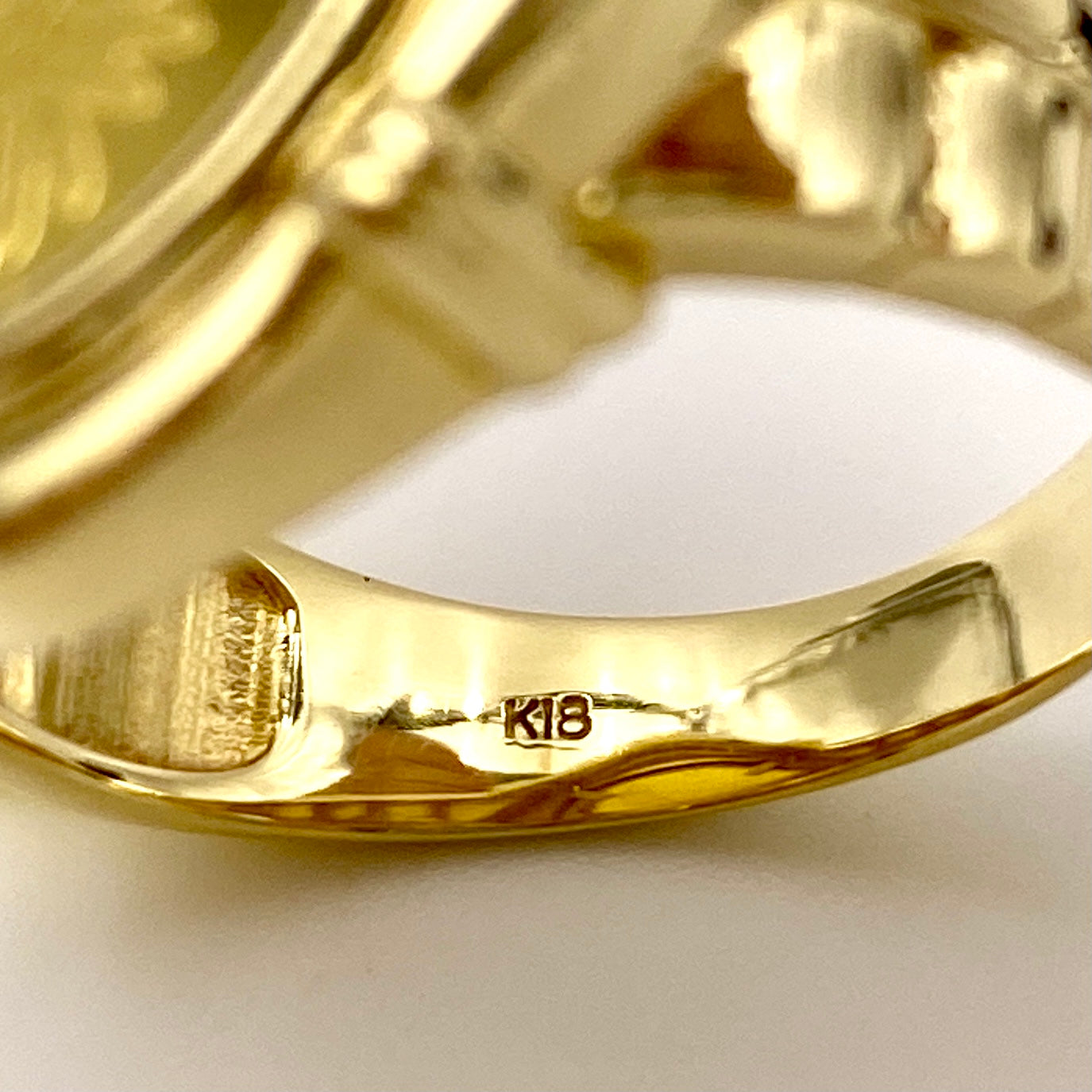【送料無料】_ ノンブランド _K18/純金コインリング_1/25ozアメリカンヒストリー _中古品