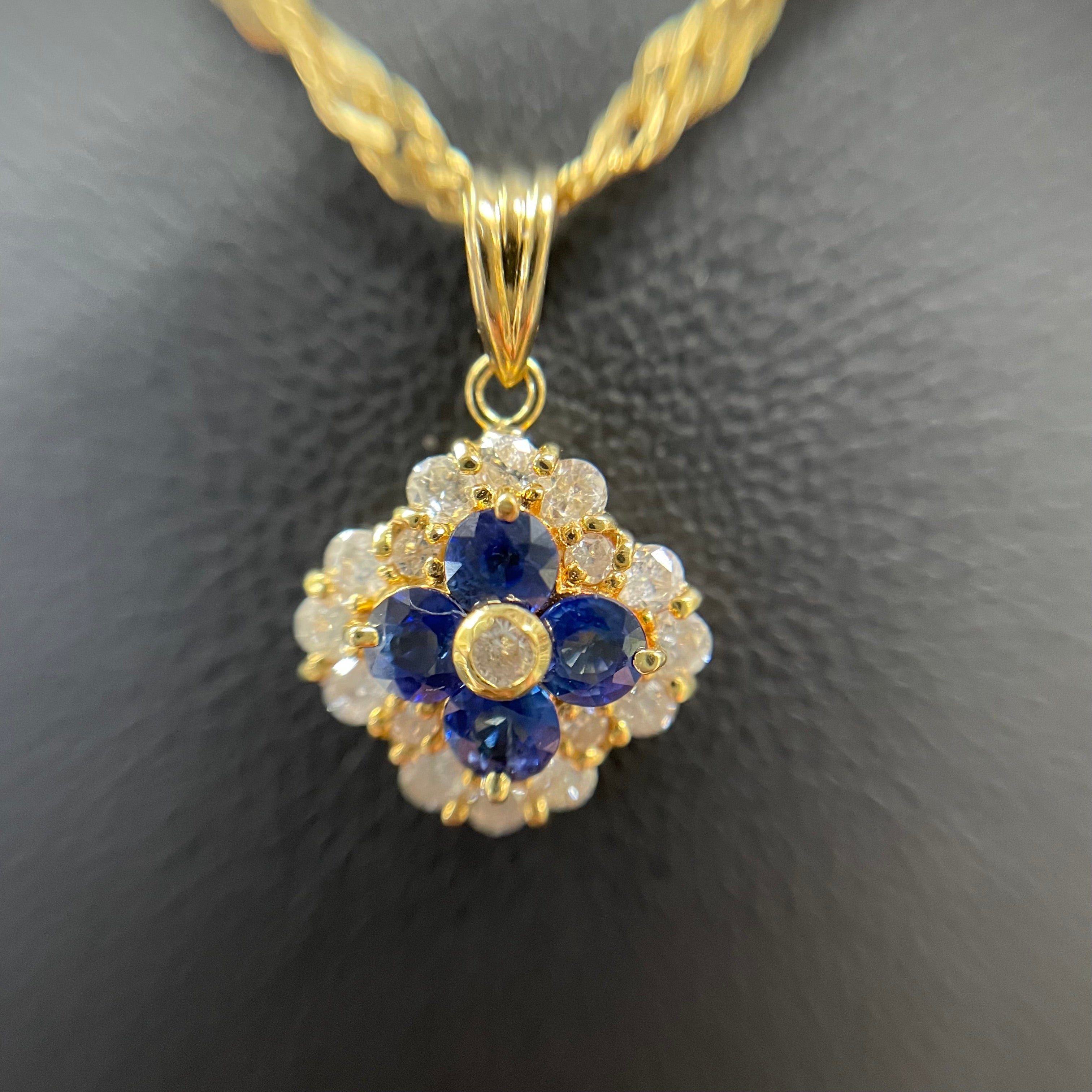 ノンブランド _K18ネックレス_サファイア/ダイヤモンド _S0.4ct/FD0.55Ct/4.5g_中古品