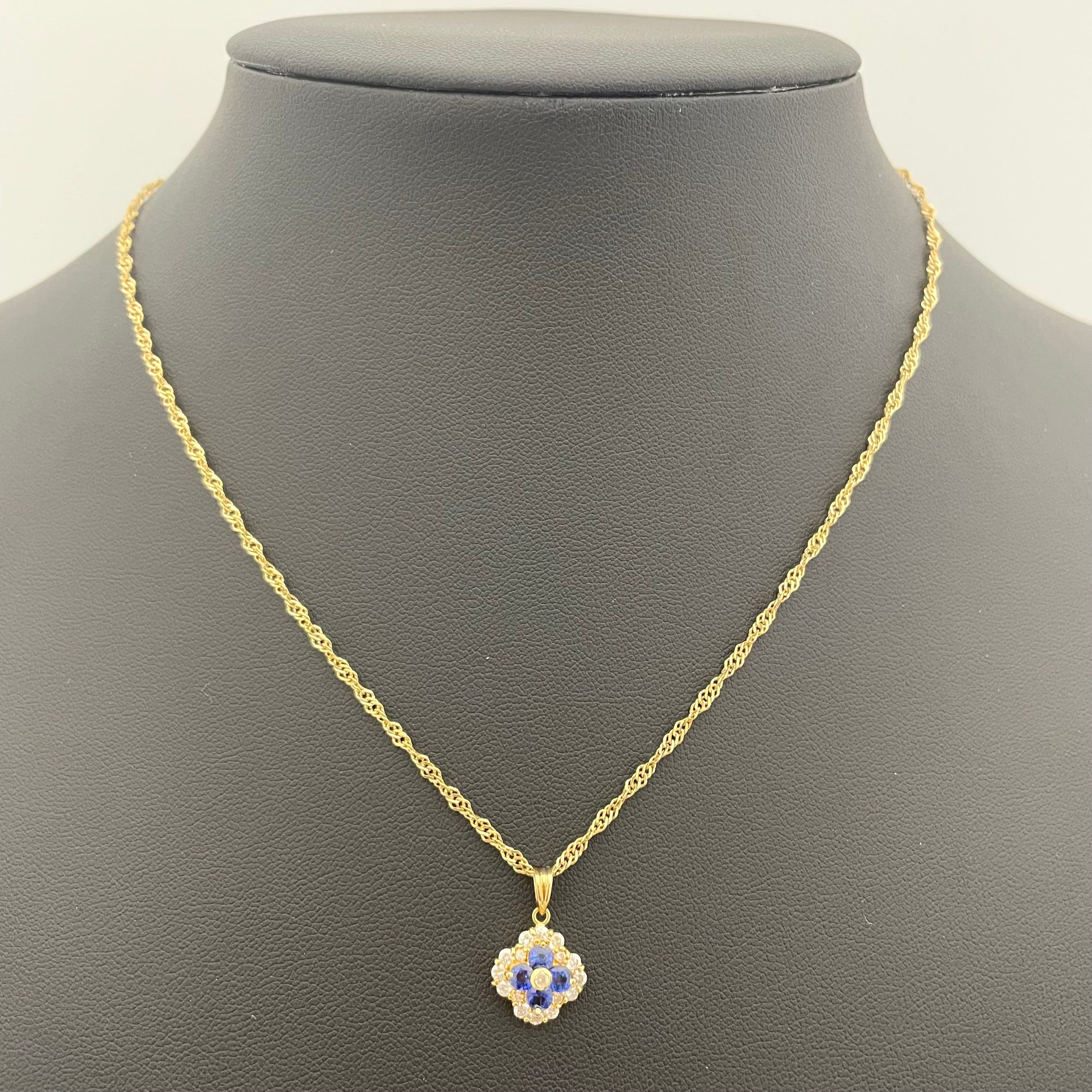 ノンブランド _K18ネックレス_サファイア/ダイヤモンド _S0.4ct/FD0.55Ct/4.5g_中古品