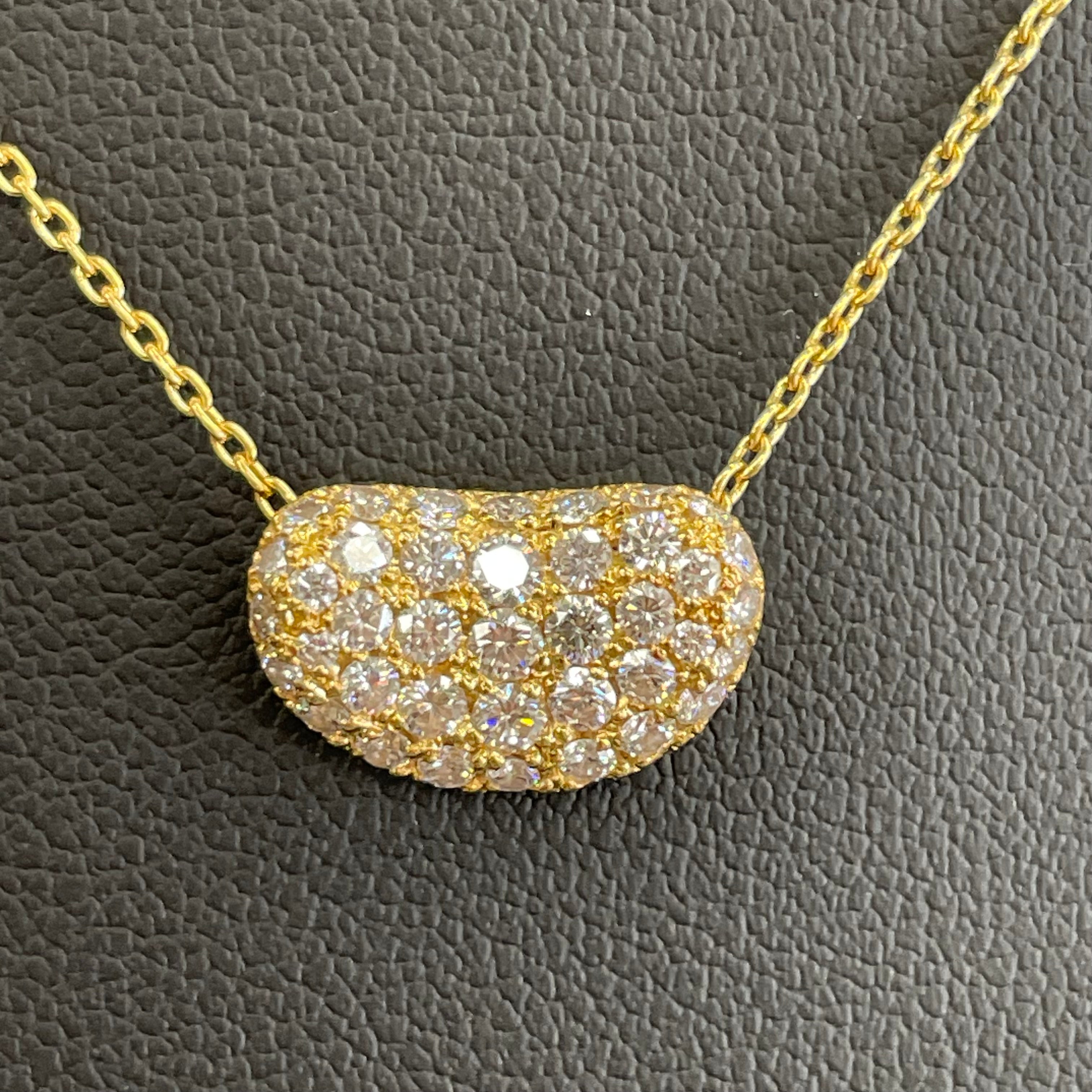 【送料無料】_ ノンブランド _K18ダイヤモンドネックレス _ビーンズモチーフFD0.7ct 5.3g 40cm _中古品