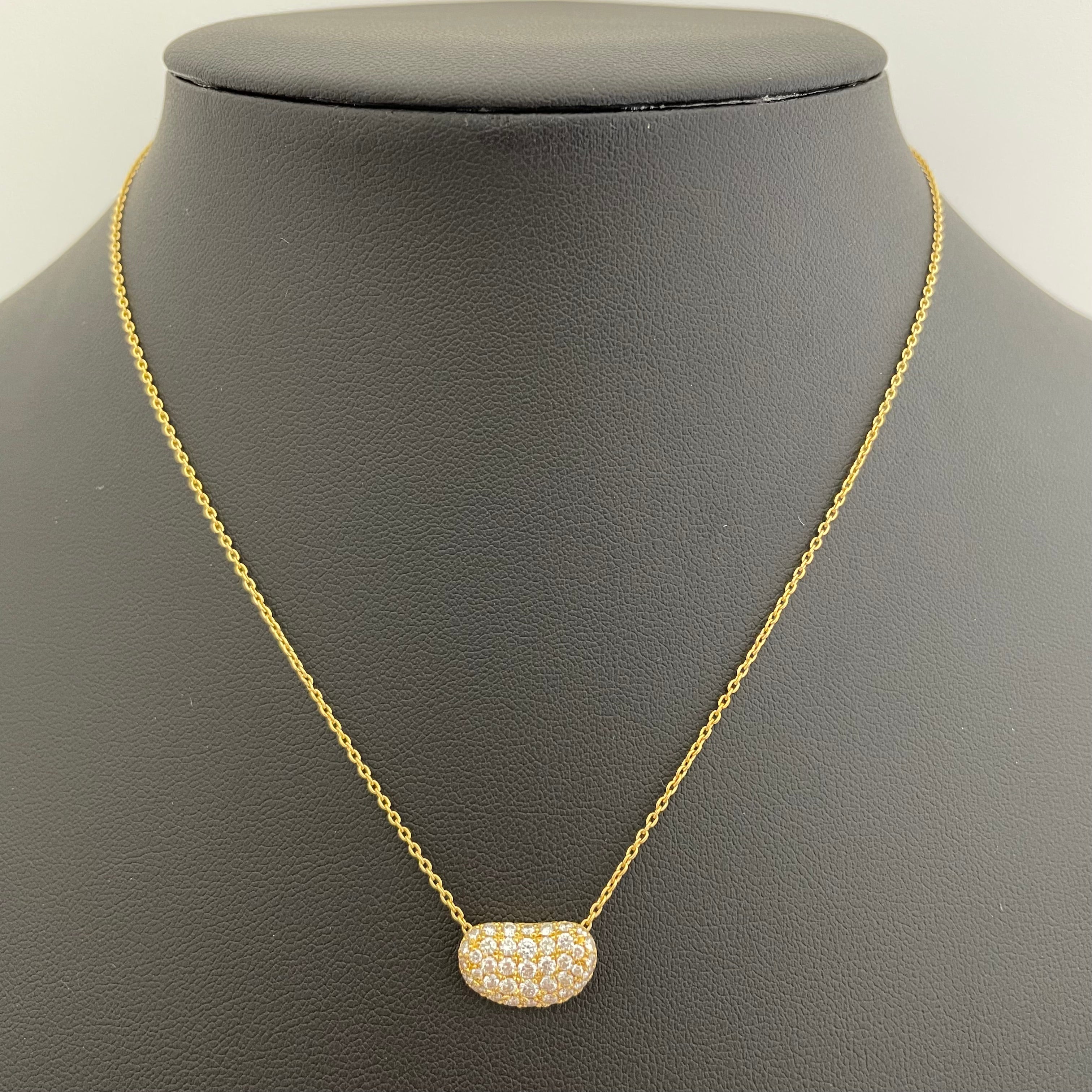 【送料無料】_ ノンブランド _K18ダイヤモンドネックレス _ビーンズモチーフFD0.7ct 5.3g 40cm _中古品